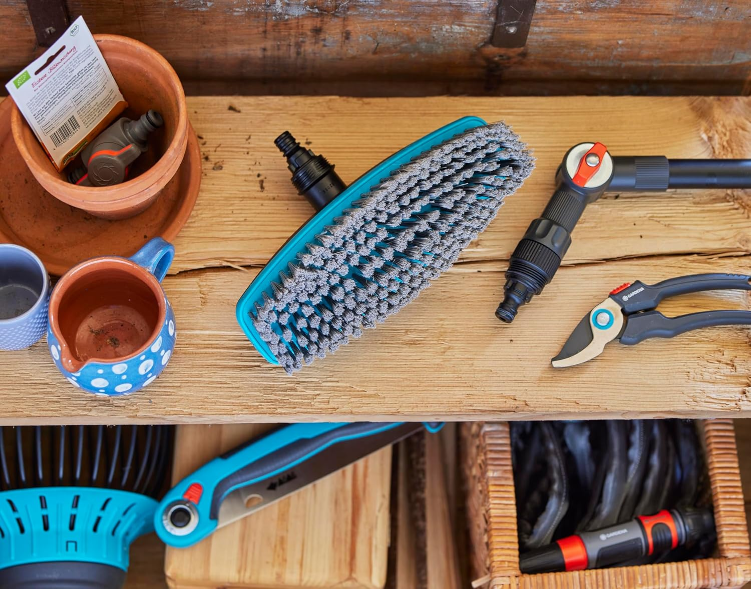 Gardena Cleansystem Soft, Long-Handled Brush: Brush for Cleaning Sensitive Surfaces, Soft Bristles, Swivelling, for Connection to Cleansystem Handle, Ideal for Larger Surfaces (18810-20) image number 1