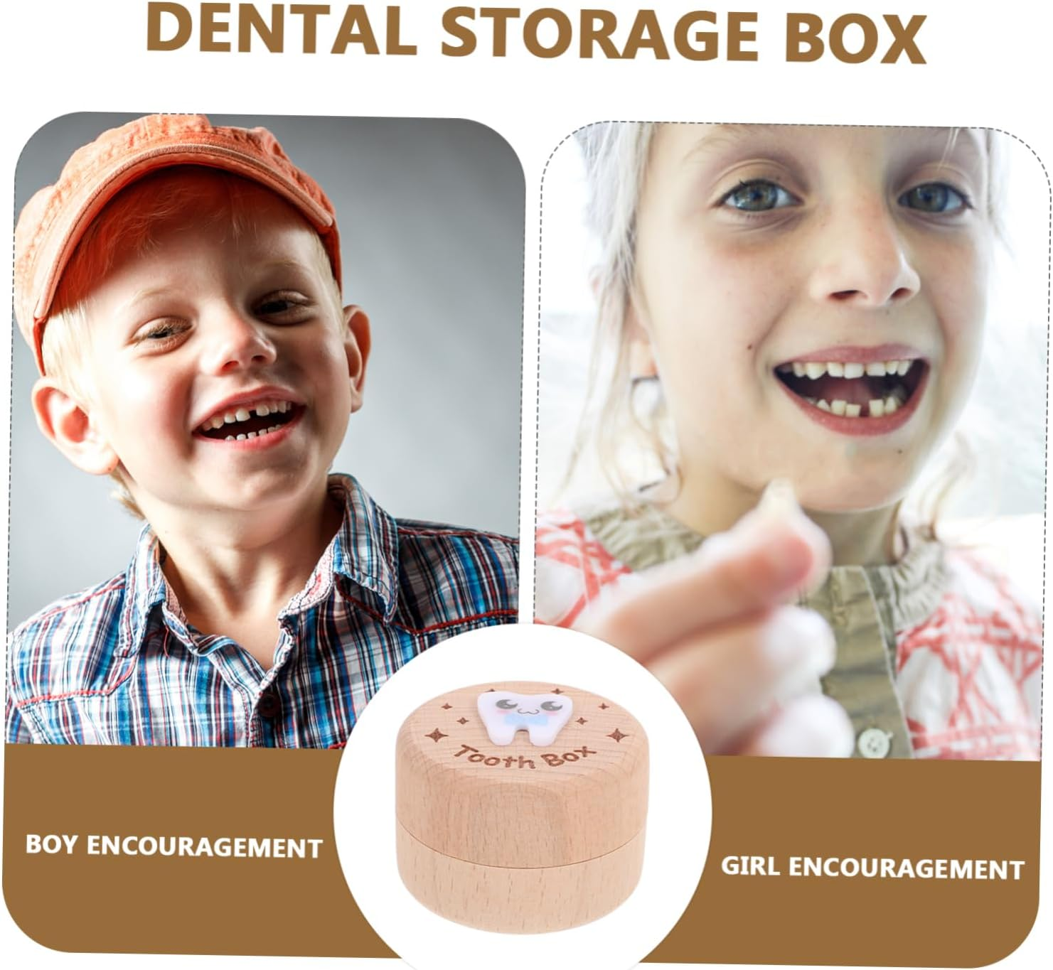 HANABASS Deciduous Tooth Box Wooden Fetal Hair Holder Boy Girl Teeth Keepsake Organizer Collection image number 5