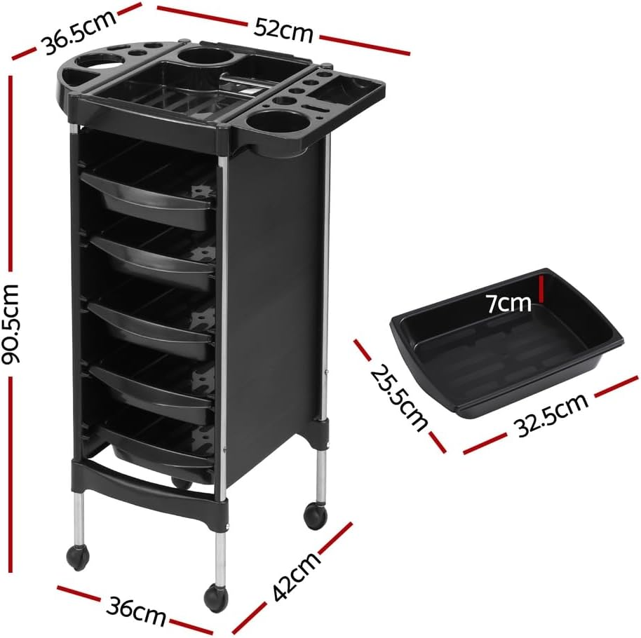 Embellir Salon Trolley Cart Spa Beauty Rolling Tray Hairdressing Storage 6 Tiers image number 1