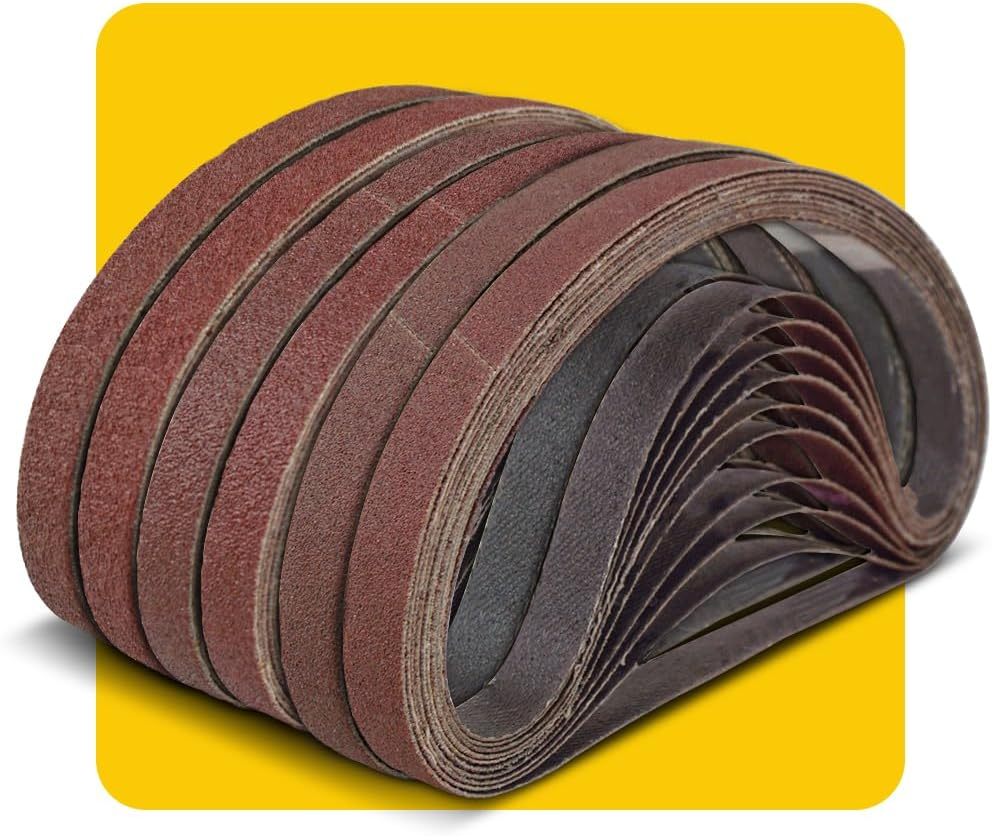 13Mmx457Mm 13Mm X 457Mm Sanding Belt Assorted Pack,60 Pcs(10 Each of 40 60 80 120 150 240 Grits) Aluminum Oxide for Sander image number 2