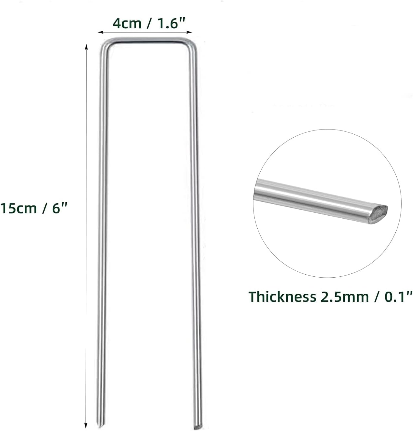 100PCS Garden Stake/Turf U Pins Garden Landscape Staple ，Securing Garden Ground U-Type Turf Staples for Securing Fences Weed Barrier, Landscape Staples for Securings Landscapes Fabric image number 5