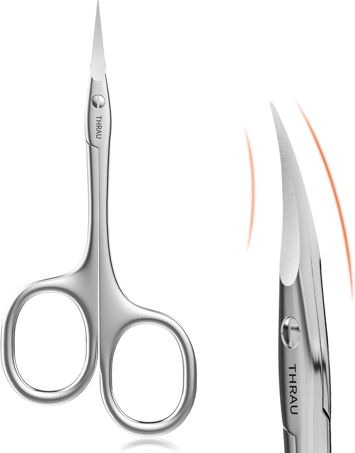 THRAU Right-Handed Cuticle Scissors &ndash; Surgical Grade Stainless Steel with Sharp Curved Tip for Cuticles, Nails, Eyebrows, Eyelashes, Nose Hair & Beard &ndash; Ideal for Manicure & Precise Grooming image number 6