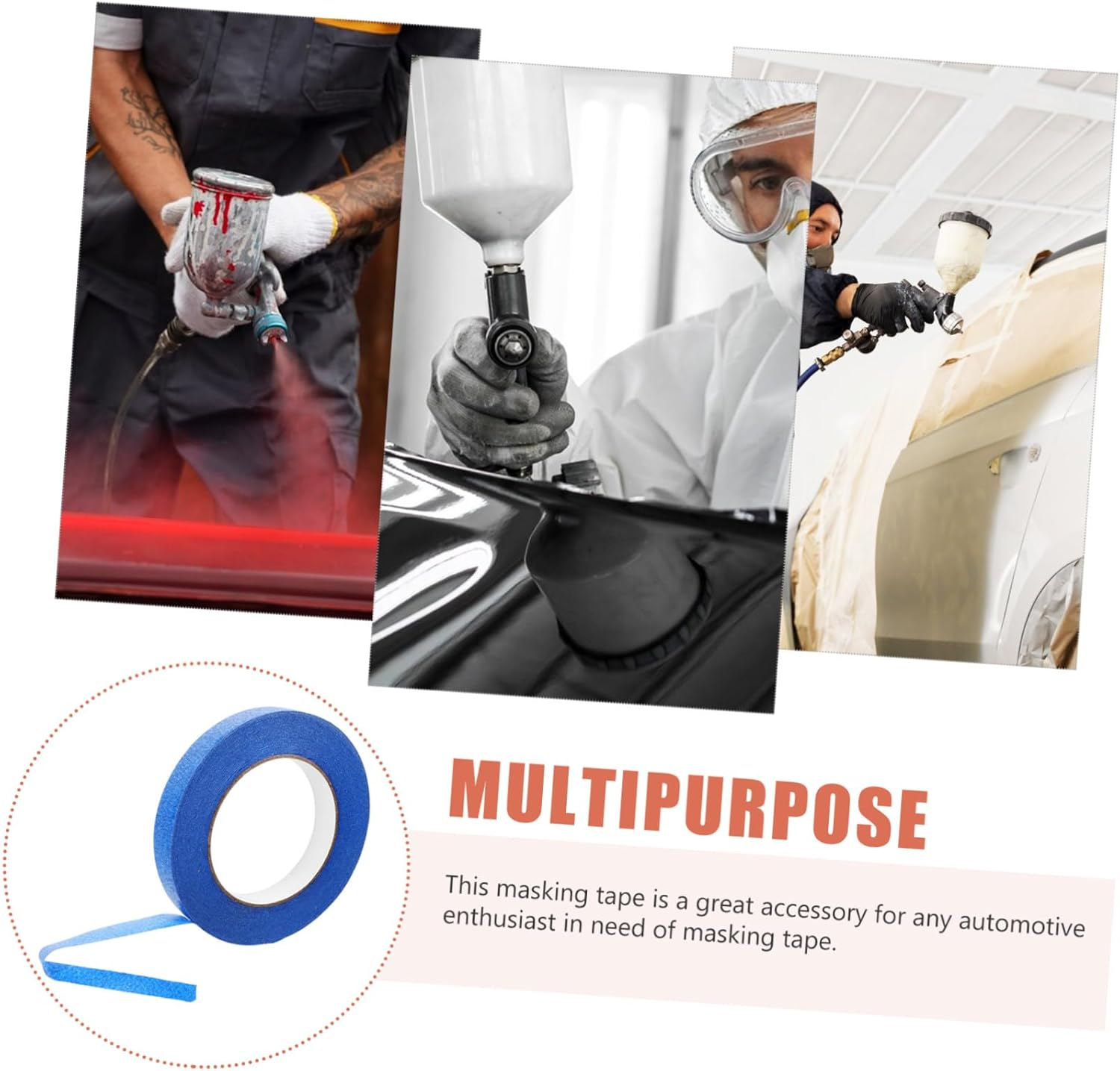 WOONEKY 4 Rolls High-Adhesive Blue Masking Tape Paint Tape for Automotive Painting DIY Craft Labeling with Crinkled Pattern Design image number 1