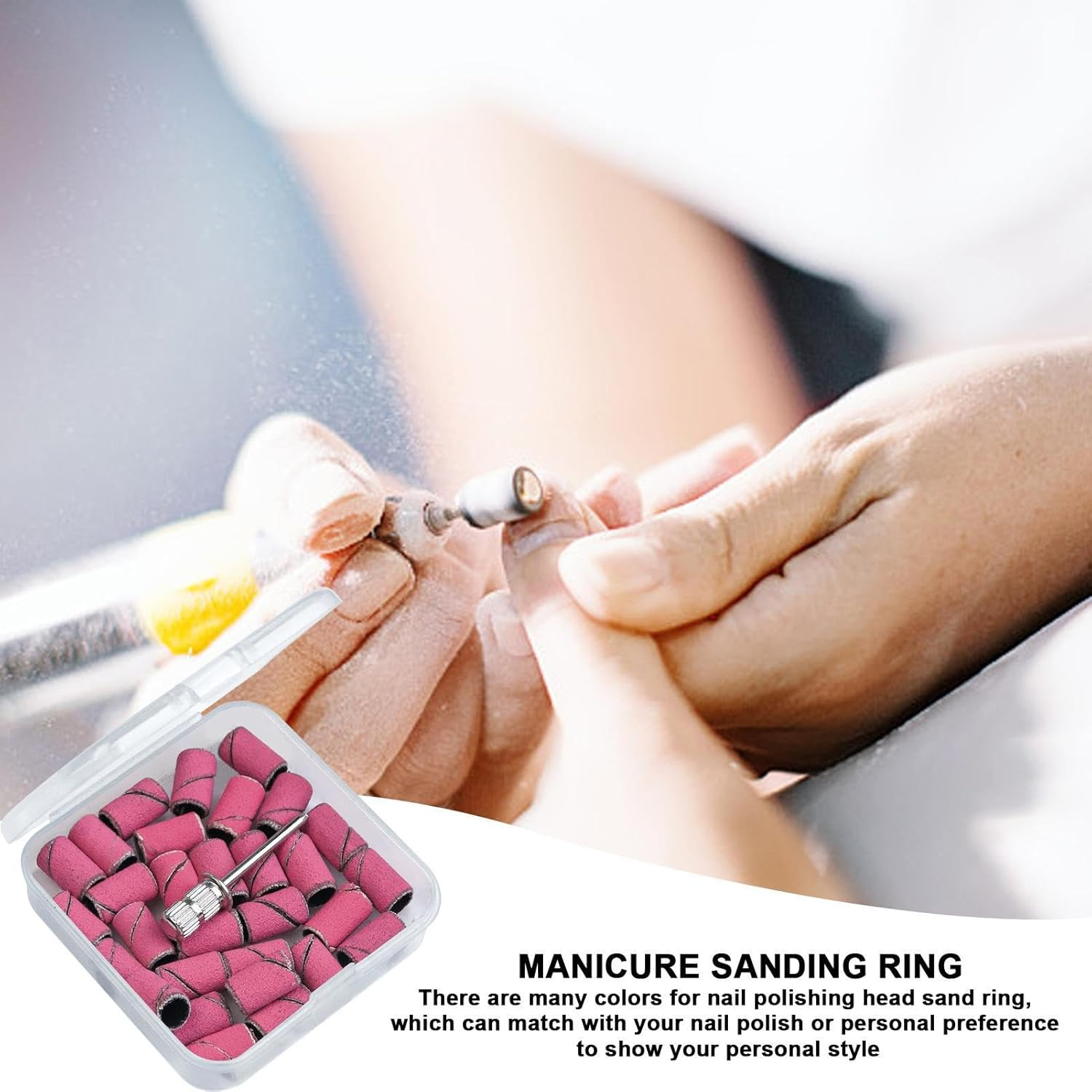 Nail Drill Sanding Bands, Nail Drill Bits Sanding Bands with Mandrel Bit, Portable Nail Drill Bits for Electric Nail Drills, Nail File Sanding Bands for Nail Salon image number 5