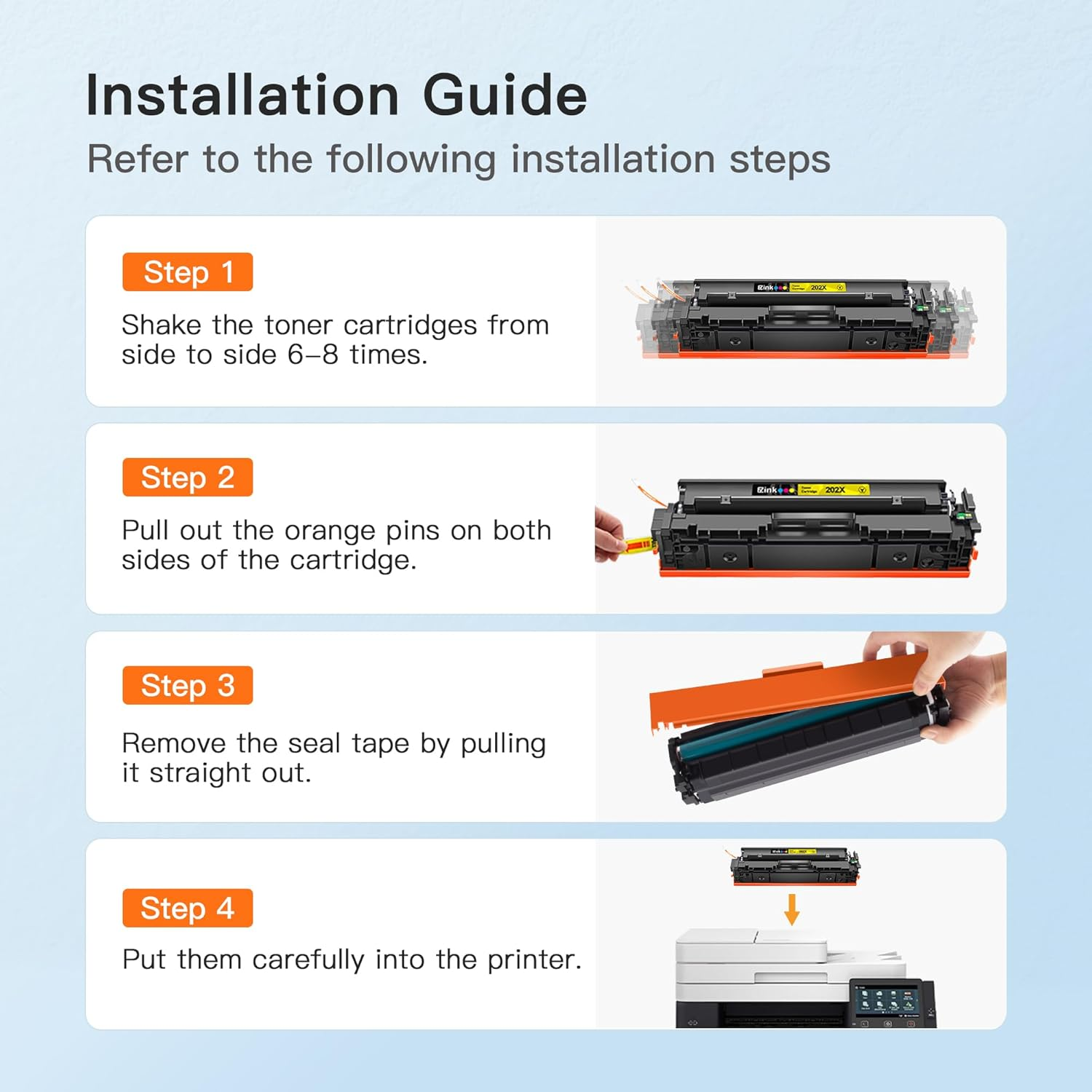 E-Z Ink Compatible 202X Toner Cartridge Replacement for HP 202X 202A CF500X CF500A with Chip to Use with HP Color Pro MFP M281Fdw M281Cdw M281Fdn M254Dw M254 M281 (Black Cyan Yellow Magenta, 4-Pack) - R820-2Dr image number 4