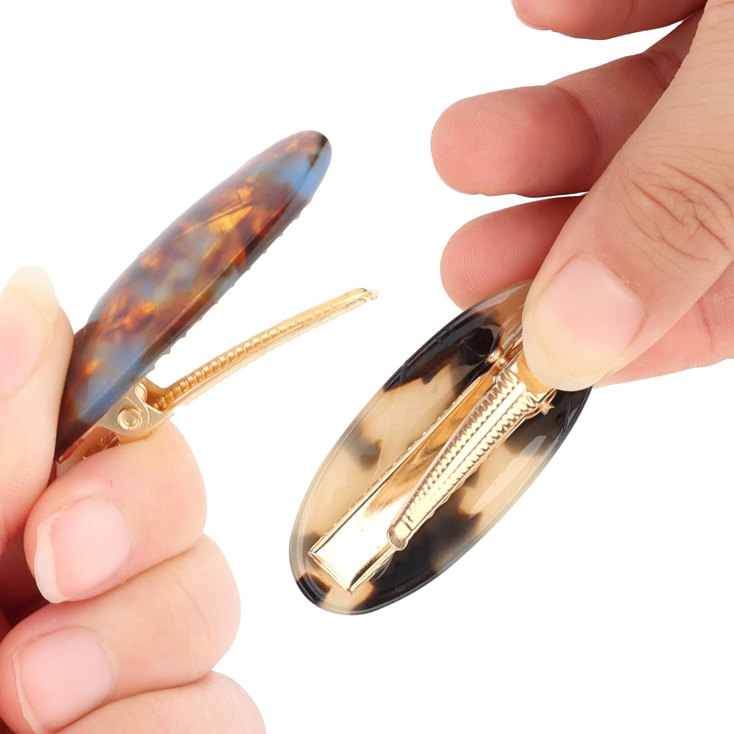 PRUADEOR Set of 4 Women'S French Handmade Hair Clips Oval Hair Clips for Women