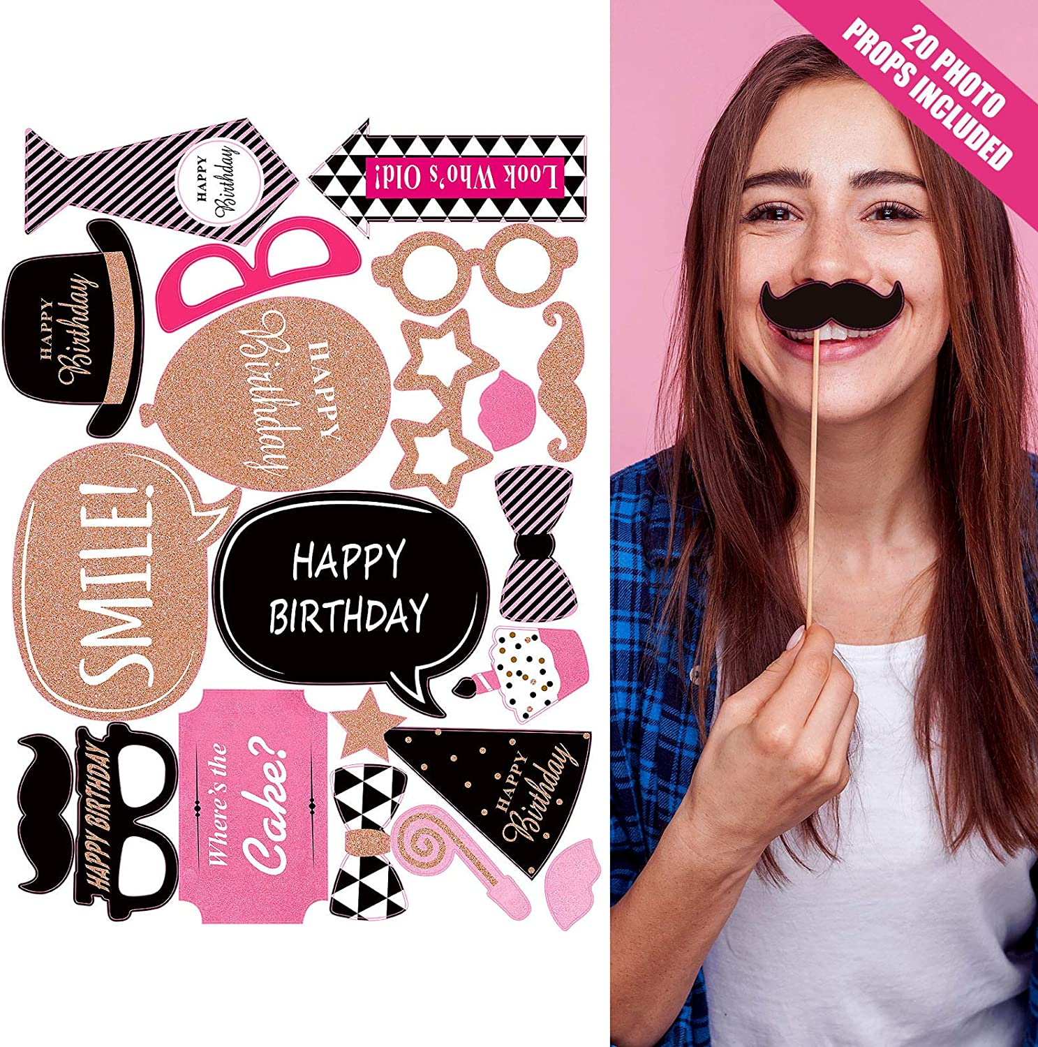 Rose Gold 40Th Birthday Decorations for Women, Party Supplies Including Happy Balloons, Fringe Curtain, Tablecloth, Photo Props, Foil Balloons, Sash and Tiara image number 3