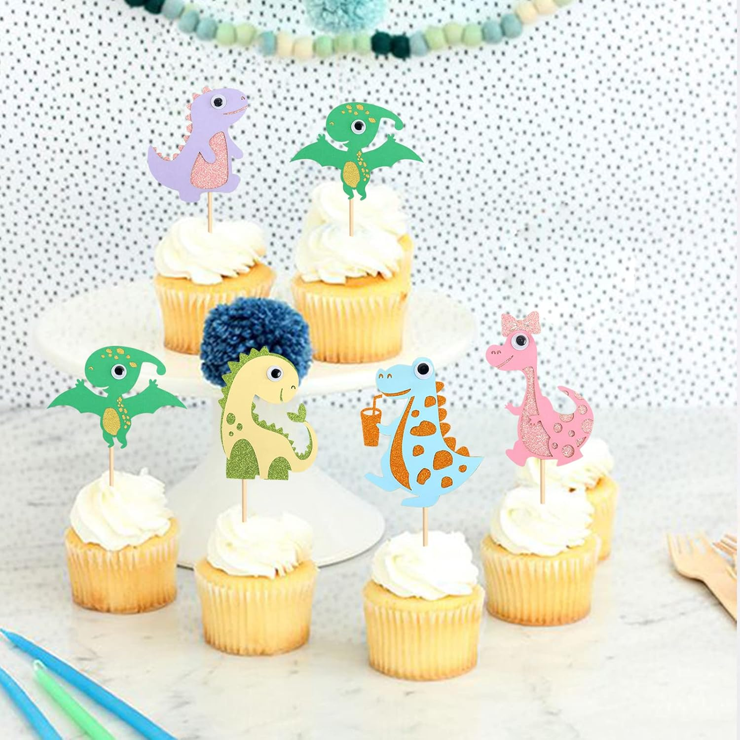 25 Pack Dinosaur Cupcake Toppers Baby Shower Dinosaur Cupcake Picks Cute Dinosaur Theme Baby Boy Girl Dinosaur Birthday Party Cake Decorations Supplies