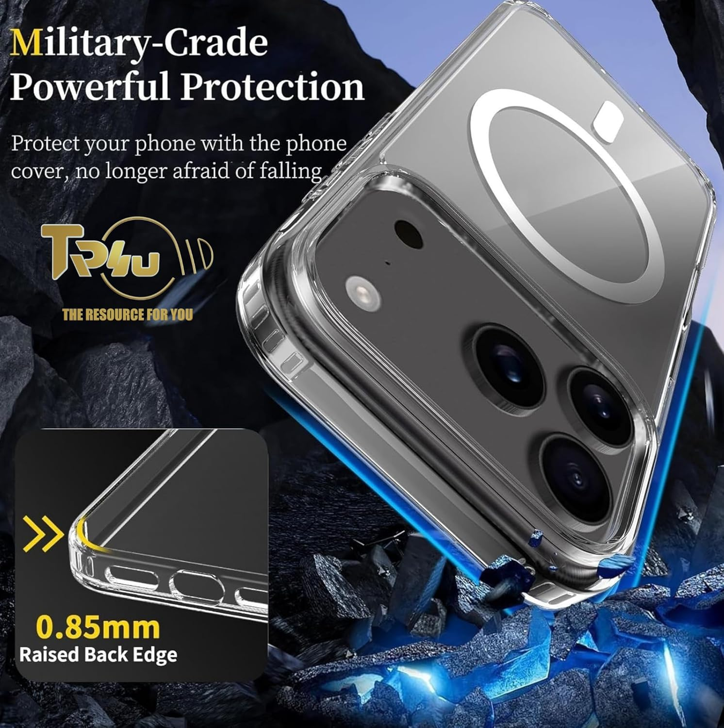 TR4U the Resource for You Clear Magnetic Case Compatible with Iphone 17 Pro Max [Anti-Yellowing] [Military Grade Drop Protection] Hard Back Protective, Compatible with Magsafe Accessories (2025) image number 3