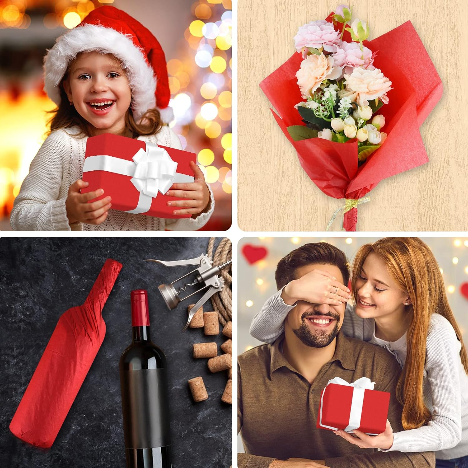 NEBURORA Red Tissue Paper for Gift Bags - 60 Sheets, 14 X 20 Inch, Bulk Packaging Paper for Gift Wrap, Filler, Flower Crafts, Birthday, Wedding, Valentine'S Decor - 10 Colors image number 6