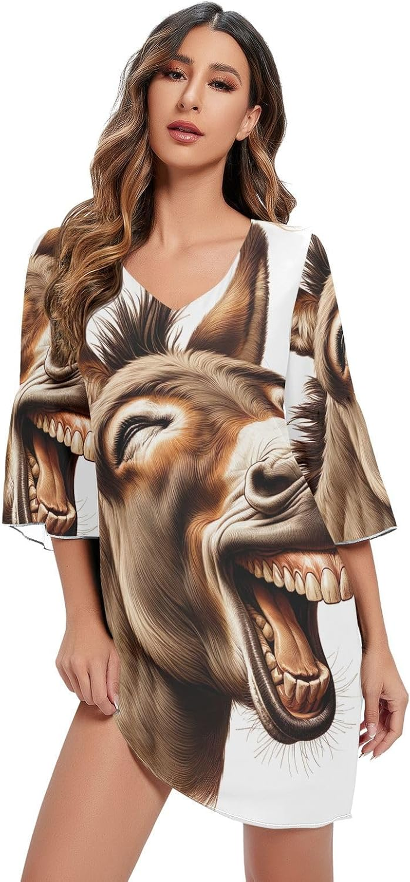 Laughing Donkey Chiffon Dress Printed Line Maternity Dress S-XXL image number 3