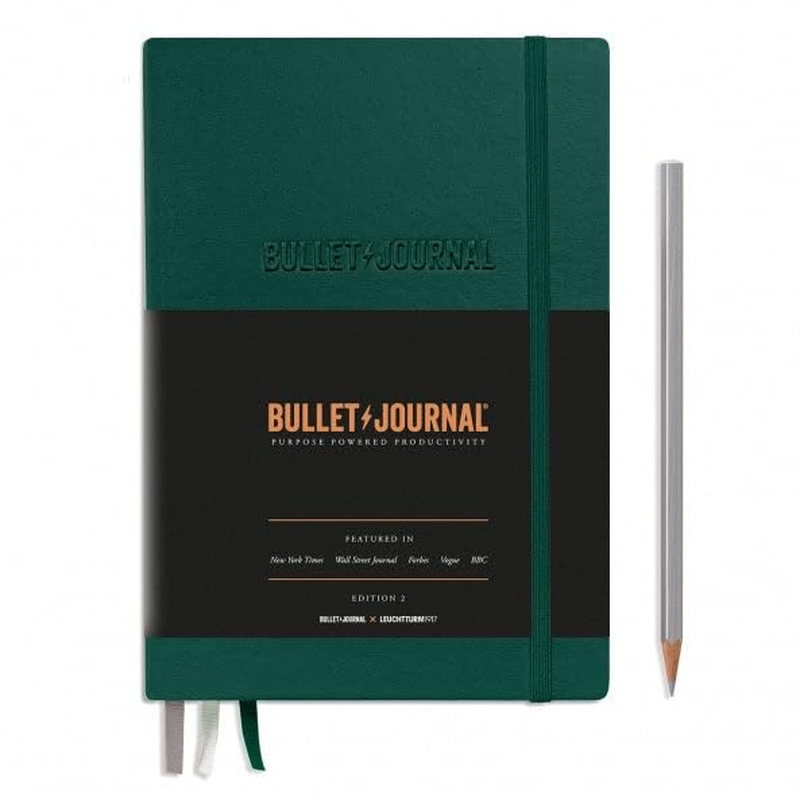 LEUCHTTURM1917 368952 Bullet Journal Edition 2 Green23, Medium A5, Hardcover, 206 Numbered Pages,Dotted