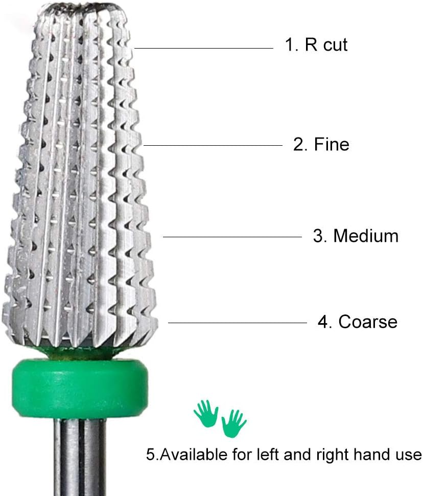 Carbide Nail Drill Bit 5 in 1 Rotary Bit for Professional Electric Nail File for Left and Right Handed Acrylic or Hard Gel Remover image number 2