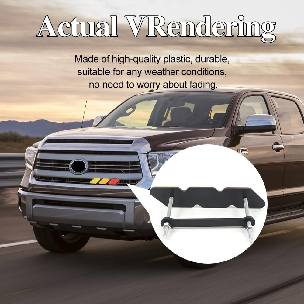 TRD 3-Color Upgrade Emblem, Grille Insert Trims, Tri-Color Badge Car Decoration Accessories Fit for Tacoma 4Runner Tundra Sequoia Rav4 Highlander (Yellow Orange Red) - Grey White image number 3