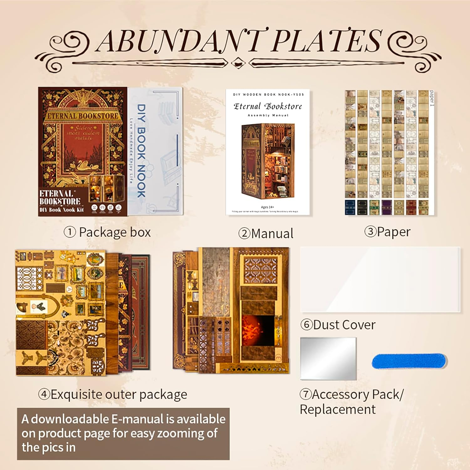 CUTEBEE Book Nook Kit, DIY Miniature House Kit for Adults, 3D Wooden Puzzle Bookend Bookshelf Insert Decor with LED Light and Dust Cover, Unique Crafts Made with Your Loved Ones (Eternal Bookstore) image number 6