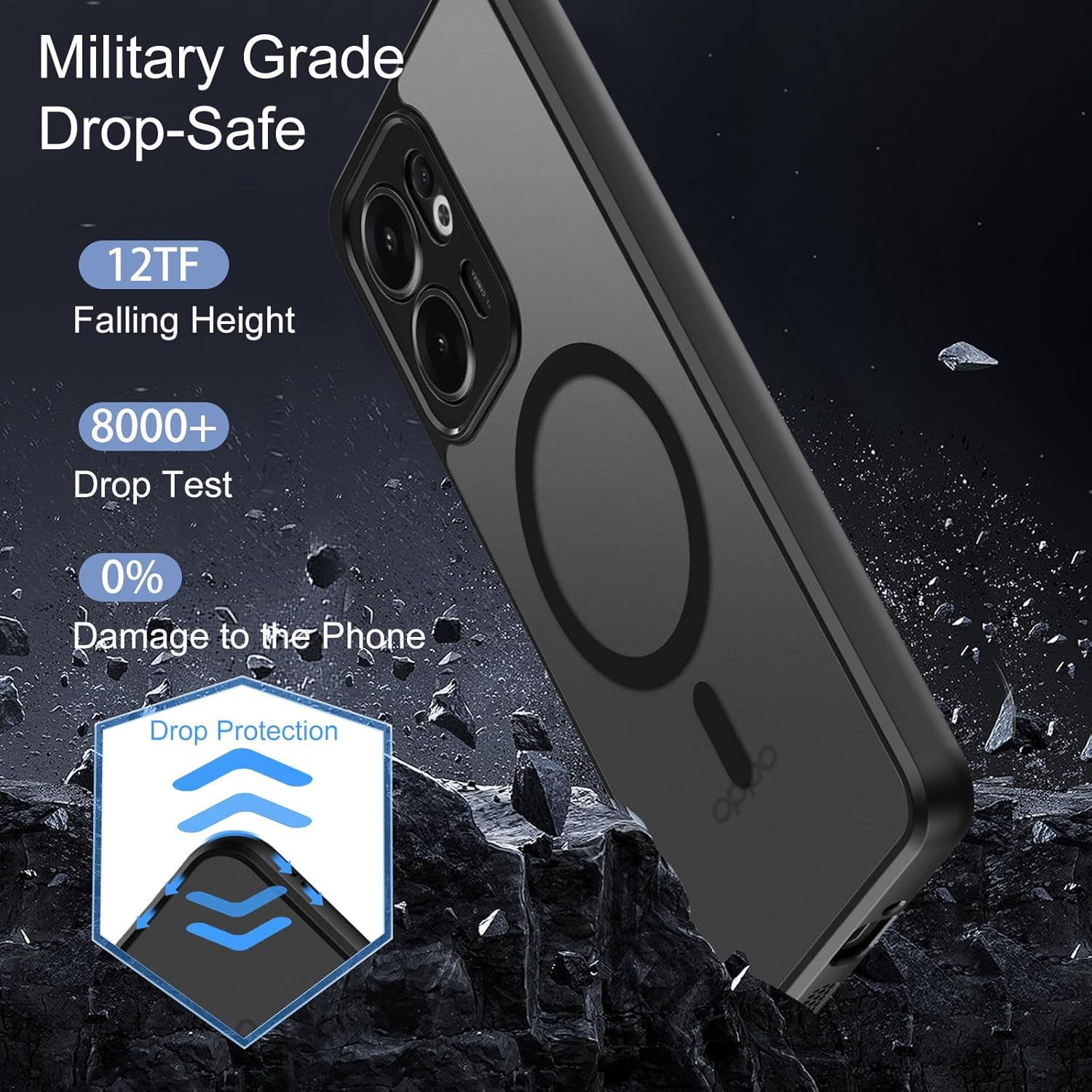 BENTOBEN for OPPO Reno 13 F 4G/5G Case, Magnetic Skin-Friendly Touch Slim Matte Phone Cases Supports Wireless Charging, Frosted Shockproof Full Body Protective Cover for OPPO Reno 13F 6.67 Inch, Black image number 1