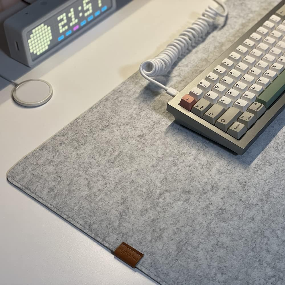 Felt Desk Mat,Non-Slip Mouse Pad, 31.5"X15.7" Office Supplies Desk Protector, Home Mouse Pad and Office Accessories (Light Gray) image number 1