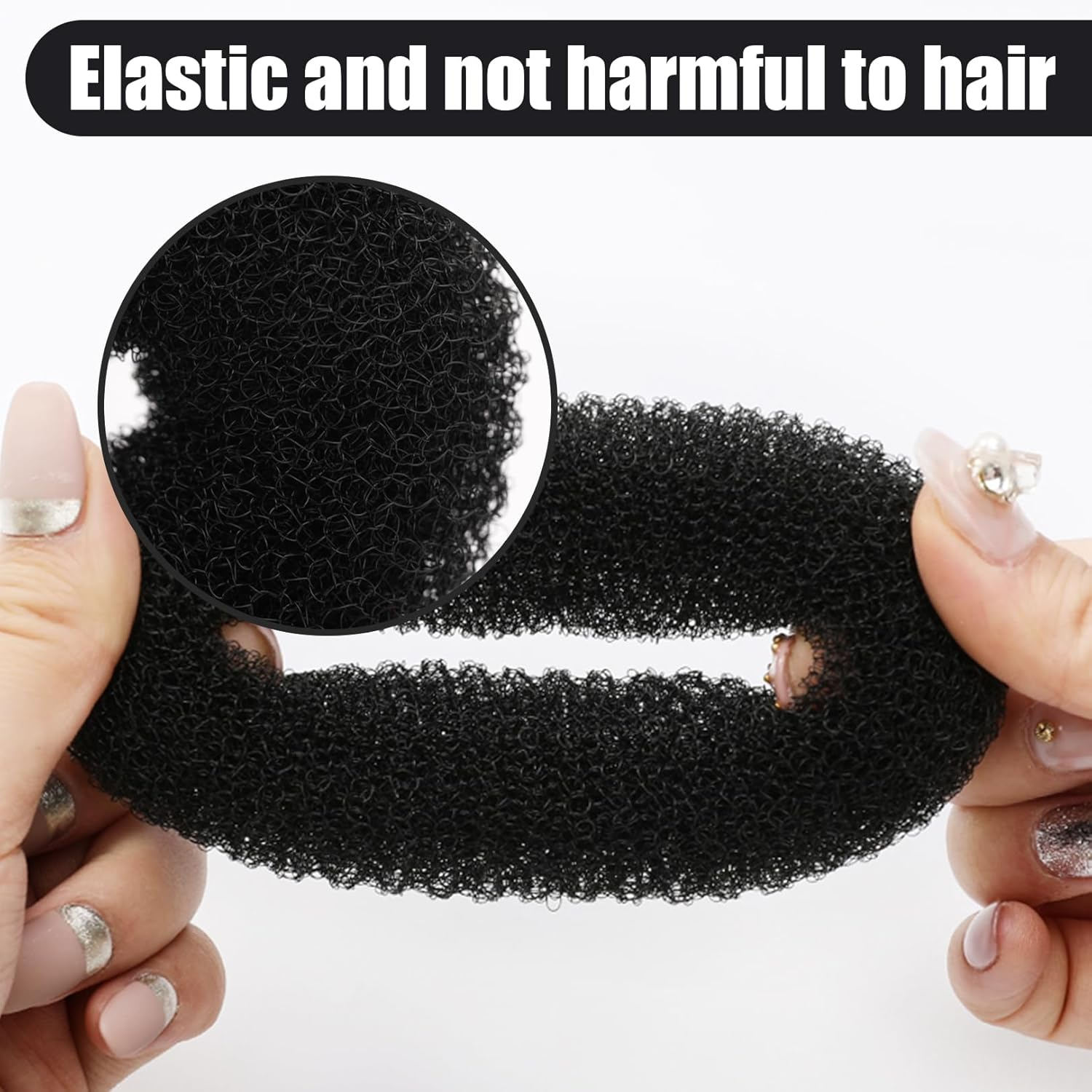 Pack of 14 Bun Cushions, Small Hair Bun Maker, Rings Bun Donut Bun, Hair Styling Hair Bun Scrunchie, Ballet for Hair Bun Cushion, Hair Clips Girls, Women Hairstyle Aid, Black Doughnut Set image number 5