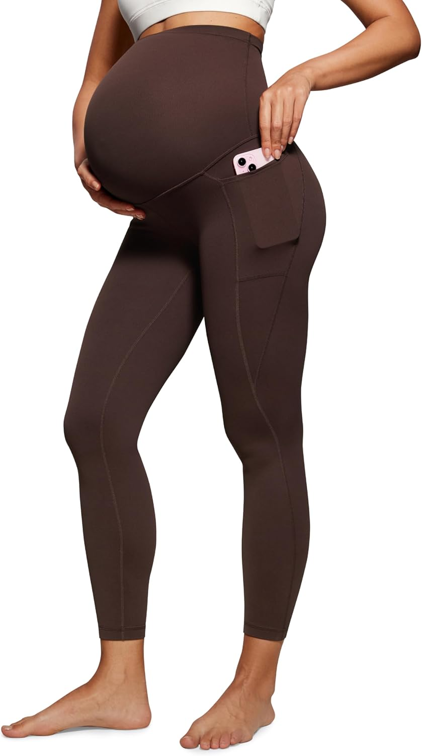 CRZ YOGA Womens Butterluxe Maternity Leggings with Pockets 25" - Workout Activewear Yoga Pregnancy Pants Buttery Soft