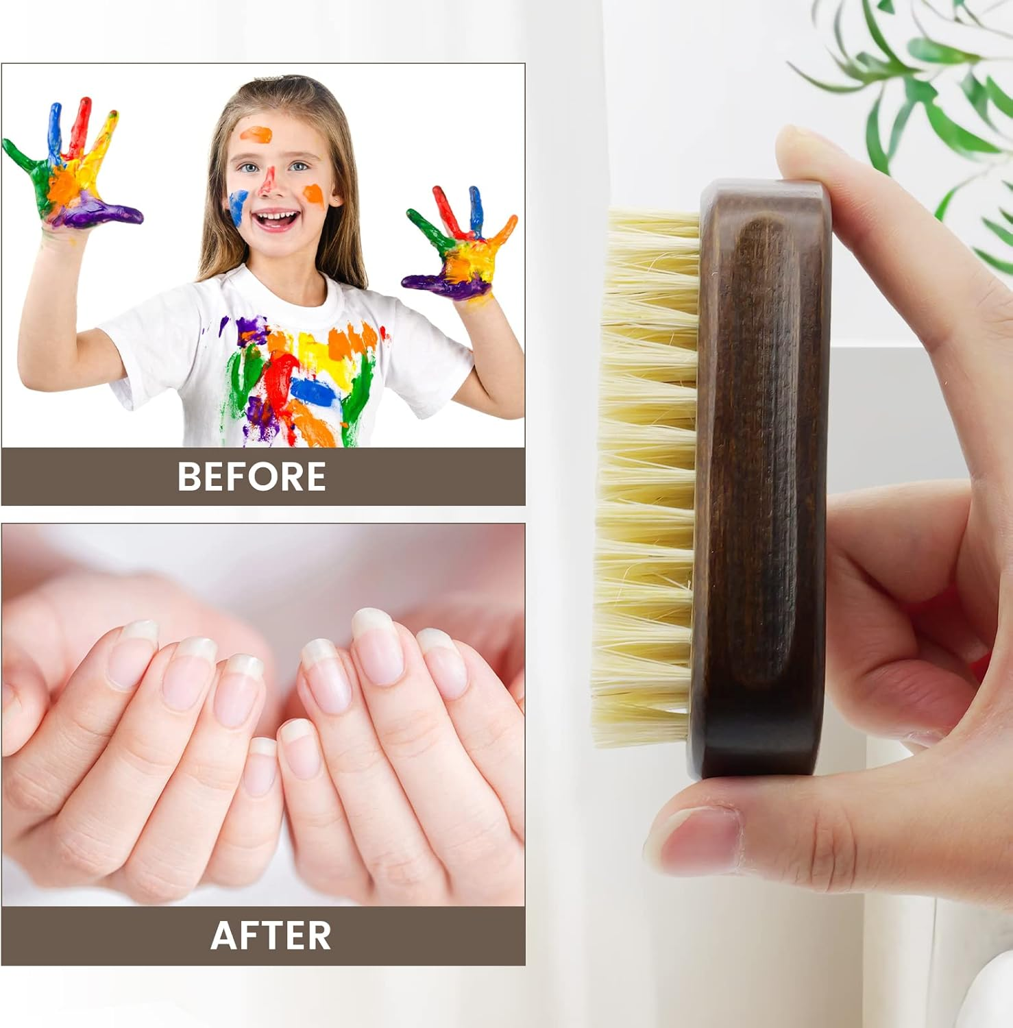 ZP Natural 2Pack Nail Brush, Wooden Handle, Sisal Bristles, Biodegradable, Angled, Brown, Round, 2 Count image number 6