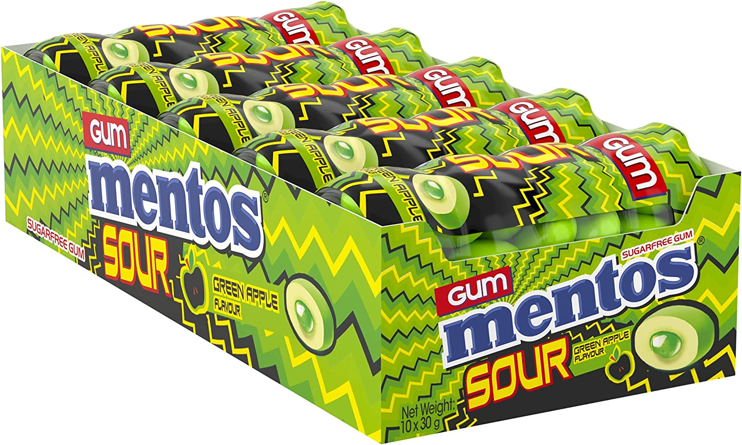 MENTOS Strawberry Sugar Free Sour Chewing Gum Bottle, 10 X 30 G image number 6
