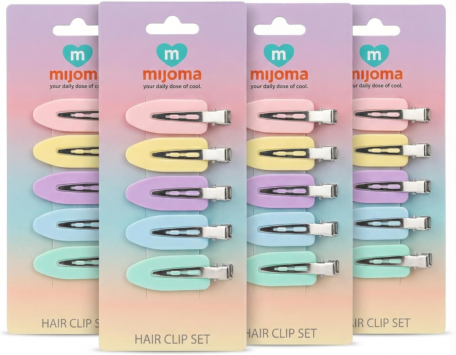MIJOMA Hair Clips 20 Pieces - anti Kink Styling Clips with Soft Pad - for Makeup, Blow Drying & Pin Curls - Metal Clips with Pastel Coating