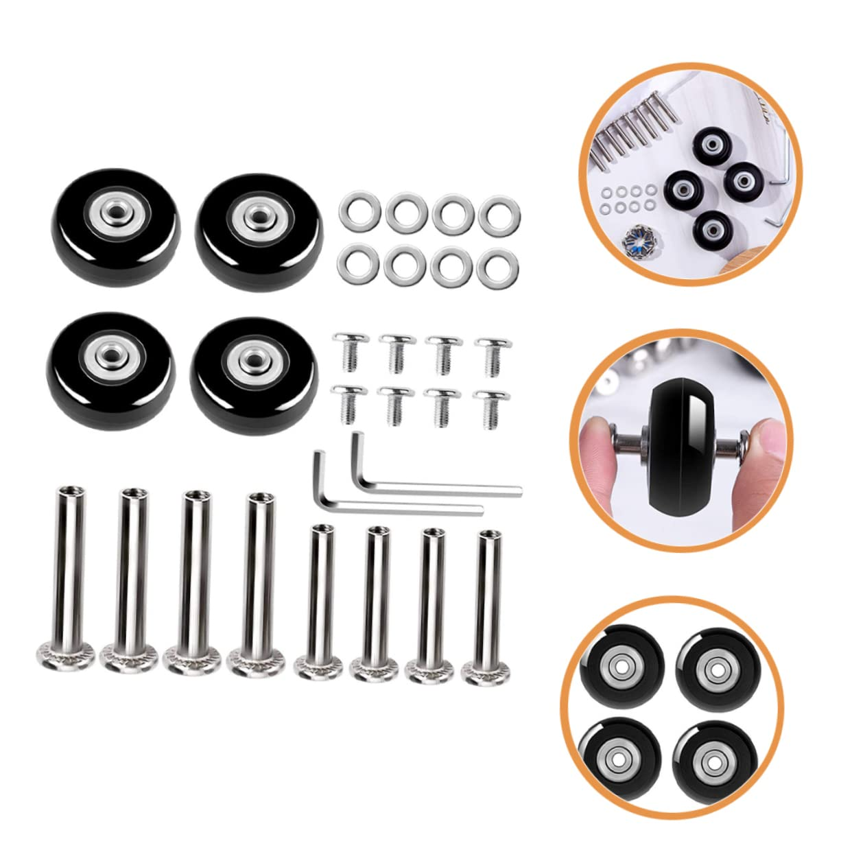 Anneome Silent Rubber Caster Wheel Replacement Kit for Luggage and Suitcases with Wear-Resistant Material and Smooth Rotation for Easy Transport image number 1