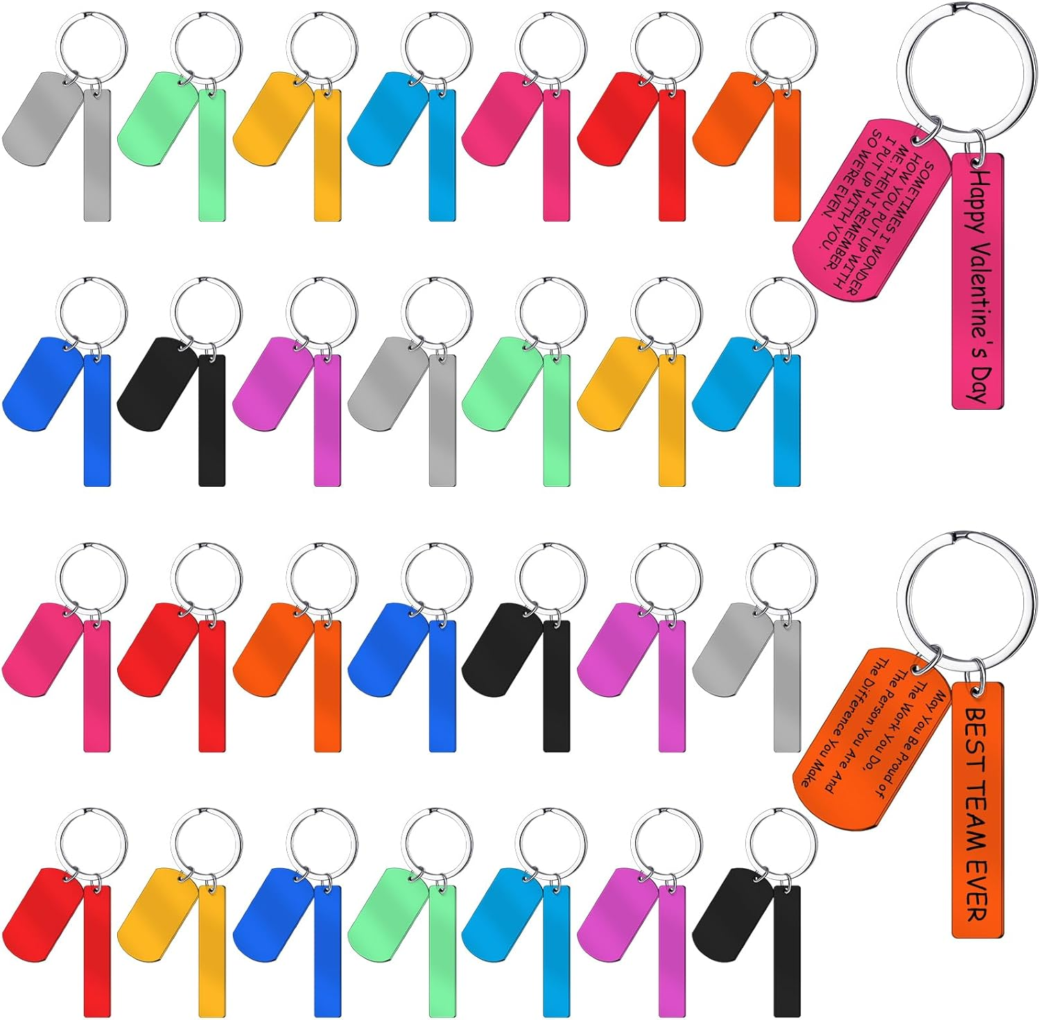 Gisafai 30 Pcs Engravable Metal Keychain Blanks Metal Stamping Blanks for Engraving Stainless Steel Blank Key Ring Tags with Hole Metal Stamping Tags for DIY Craft Engravable Gift (Rectangle)