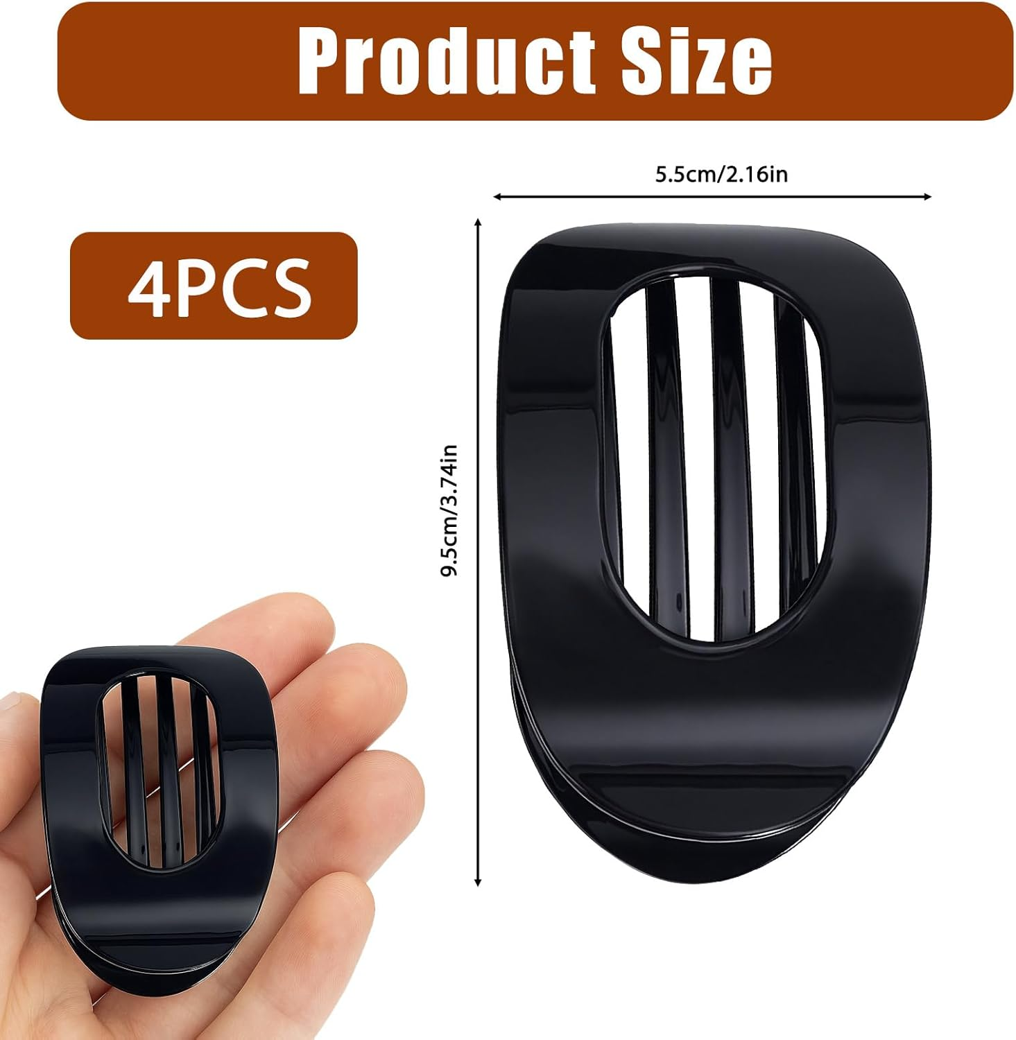 Tiyiyok Women'S Hair Clips, Flat Claw Clip for Women, Acetate Flat Hair Clips, Pack of 4, Suitable for Thick and Thinning Hair, Comfortable Curved Flat Clips image number 6