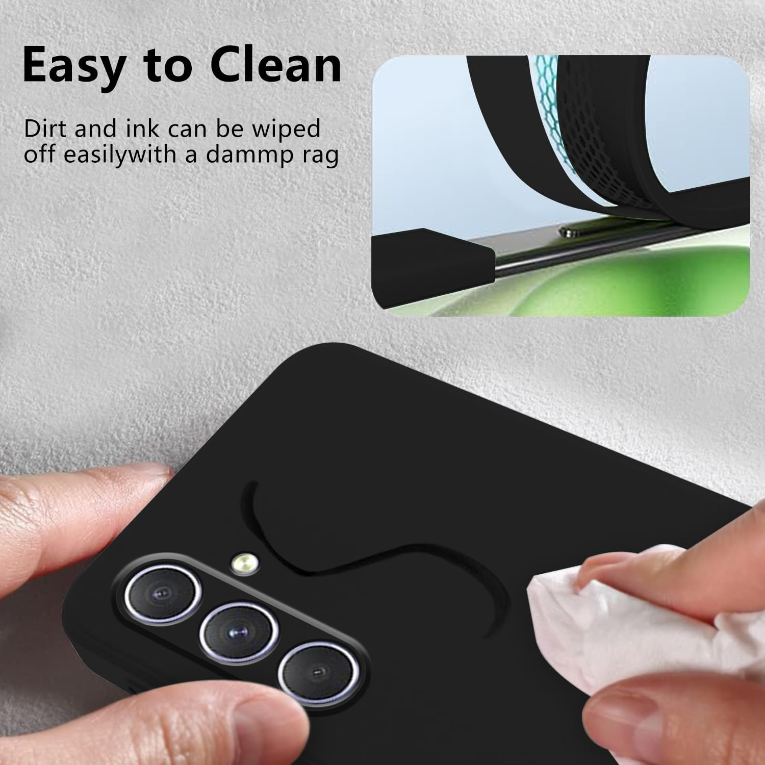 Mobile Phone Case for Samsung Galaxy A56 5G Case with Ring Holder, Slim Cover Soft TPU Protective Case for Samsung A56 5G Silicone Liquid Microfibre Shockproof Original Case (Black) image number 2