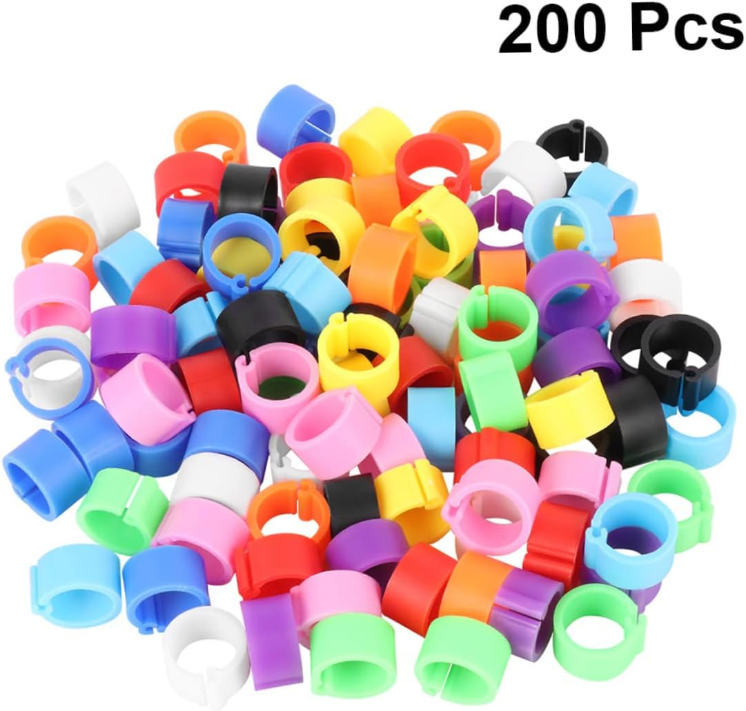 Kisangel 200 Pcs Parrot Foot Rings for Budgie, Chicken, Cockatiels and Small Birds - Leg Bands and Ankle Rings for Pet Birds image number 3