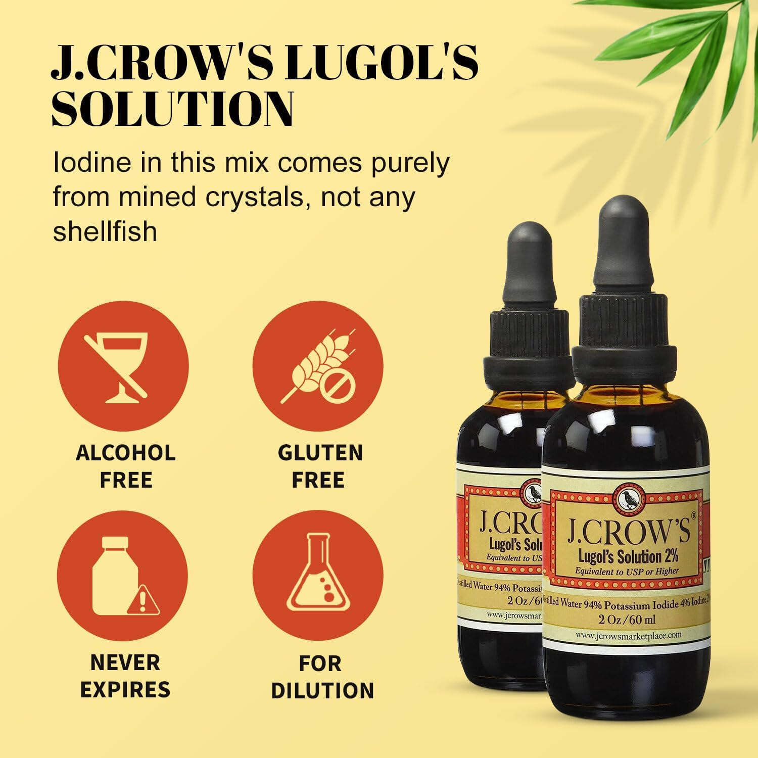J.CROW'S&reg; Lugol'S Solution of Iodine 2% 2 Oz Three Pack (3 Bottles) image number 4