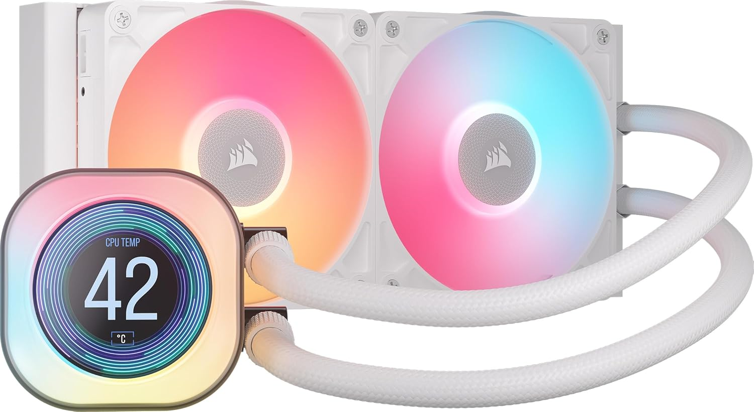 CORSAIR Icue Link Titan 360 RX LCD Liquid CPU Cooler &ndash; 360Mm AIO &ndash; Low-Noise &ndash; Flowdrive Cooling Engine &ndash; Intel LGA 1851/1700, AMD AM5/AM4 &ndash; 3X RX120 RGB Fans &ndash; Icue Link System Hub Included &ndash; White