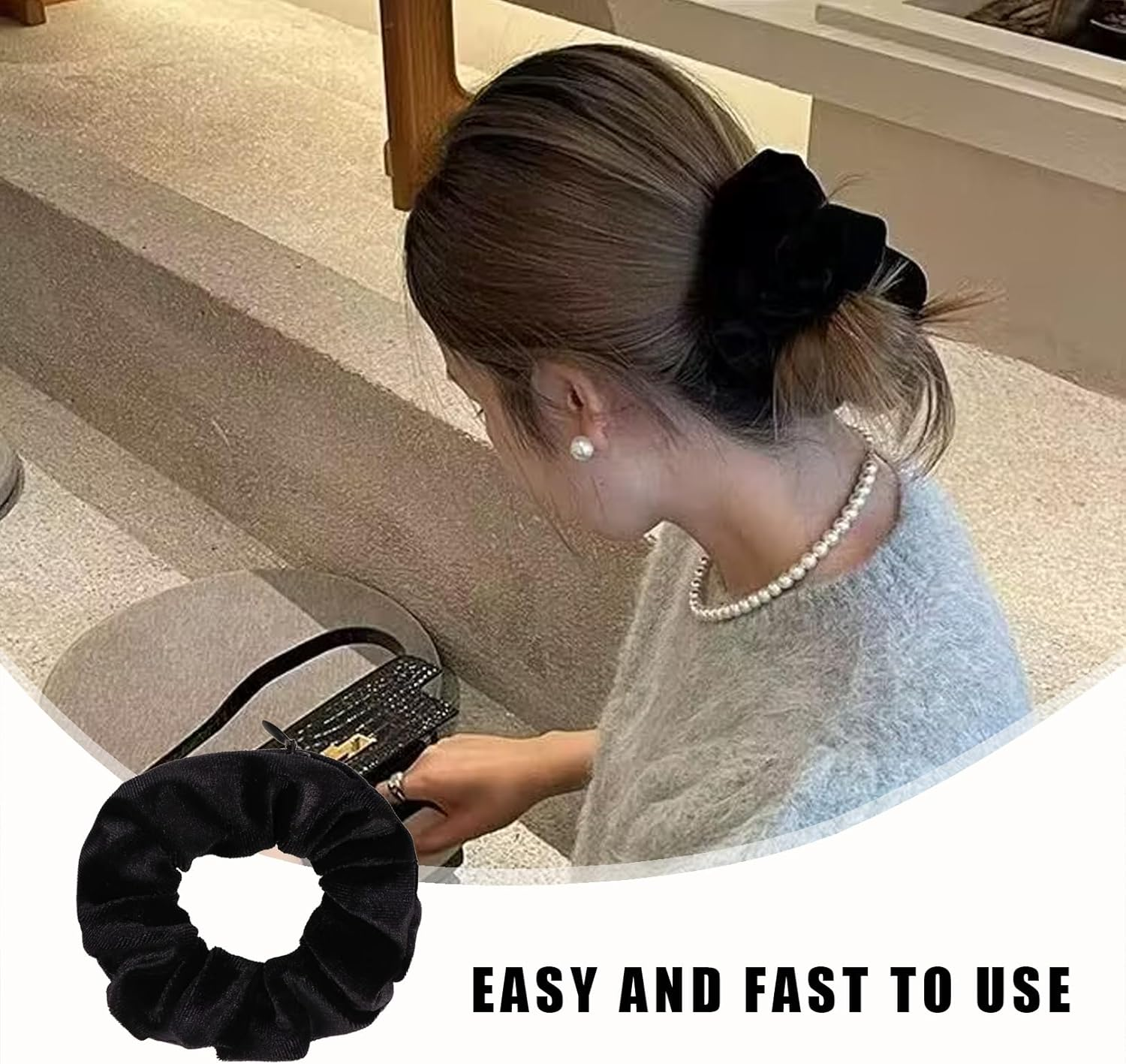 Pack of 4 Hair Bobbles, Hair Scrunchies with Zip, Money Hiding, Travel Gadgets for Women, Travel Gadgets Can Store Valuables, Holiday, Hiding Money Scrunchies, Secret Compartment image number 1