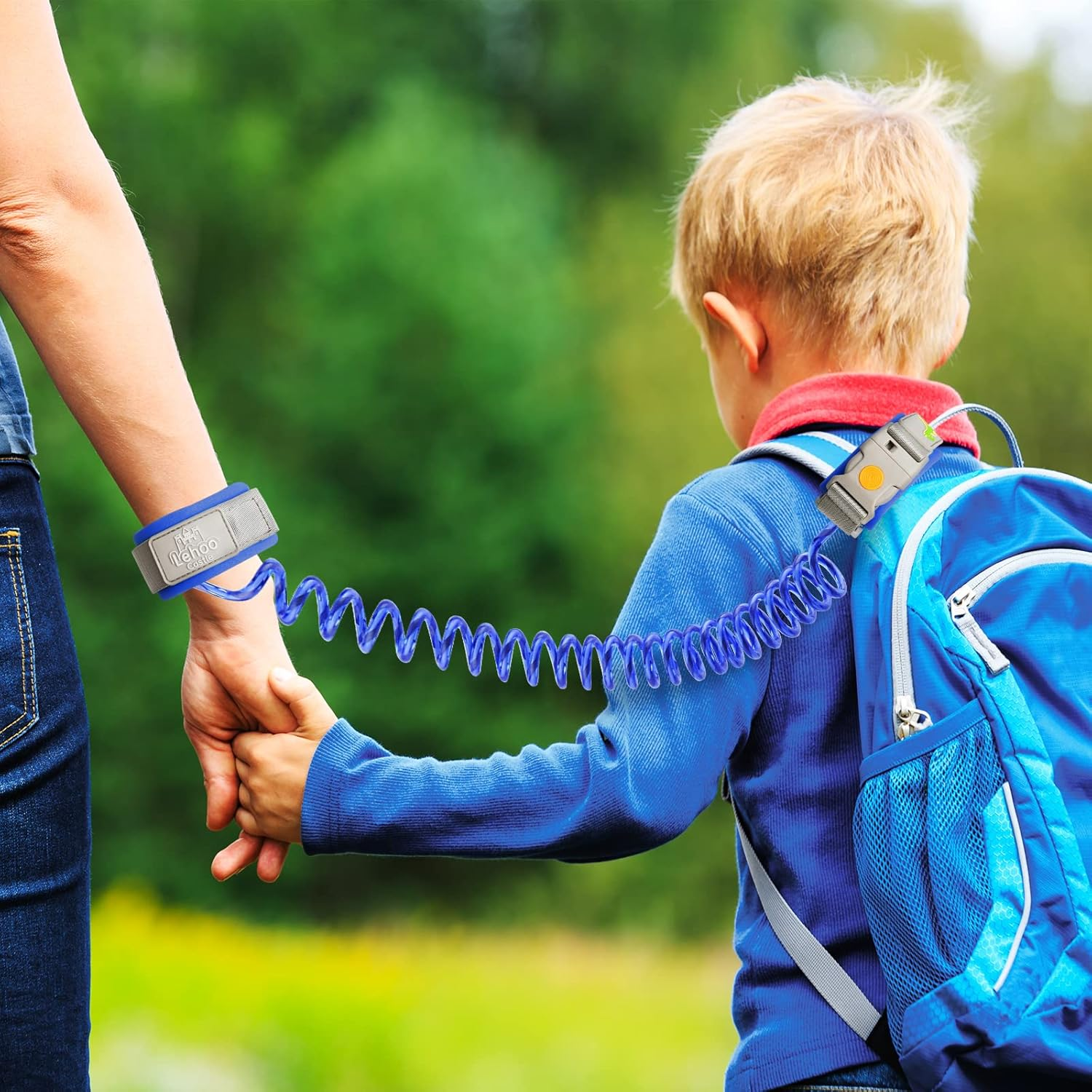 Lehoo Castle anti Lost Wrist Link Safety Harness, 1.5M Toddler Harness Leash for Kids, Adjustable Walking Strap, 360&deg; Rotation Baby Safety Harness with Induction Lock (Dark Blue) image number 4