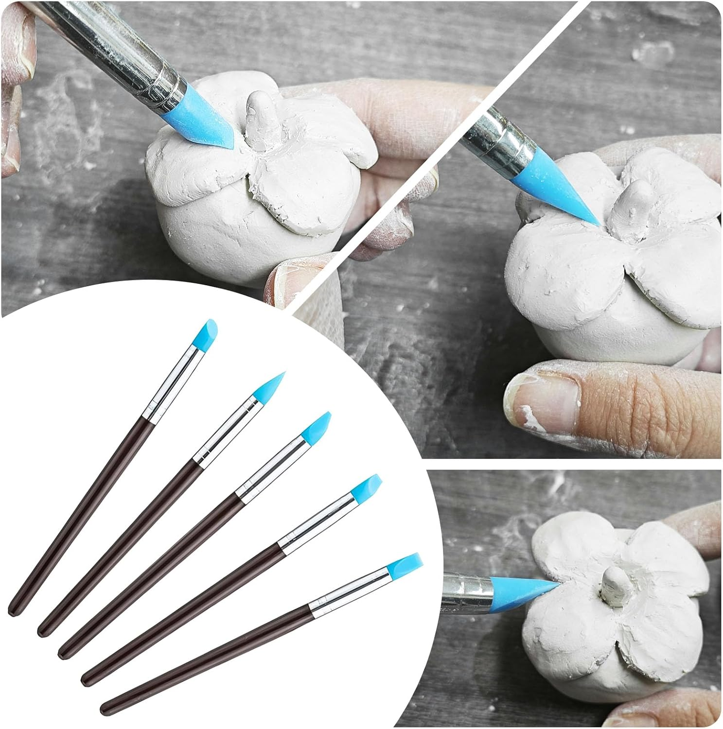 EIGTWEN 100Ml Air Dry Clay Glaze and 29Pcs Clay Tools Kit, Gloss Clay Varnish Protects Clay from Surface Wear, Pottery Tools Can Be Used for Stippling, Carving, Molding, and Shaping Clay Crafts(Gloss)