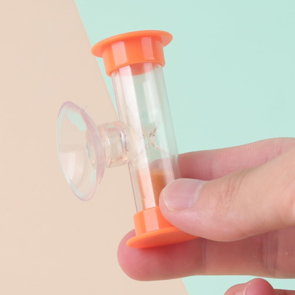 Sand Timer Toothbrush Hourglass Three Minutes Hourglass with Suction Cup for Games,Cooking, Tooth Brushing Time Countdown Calculation (5 PCS)