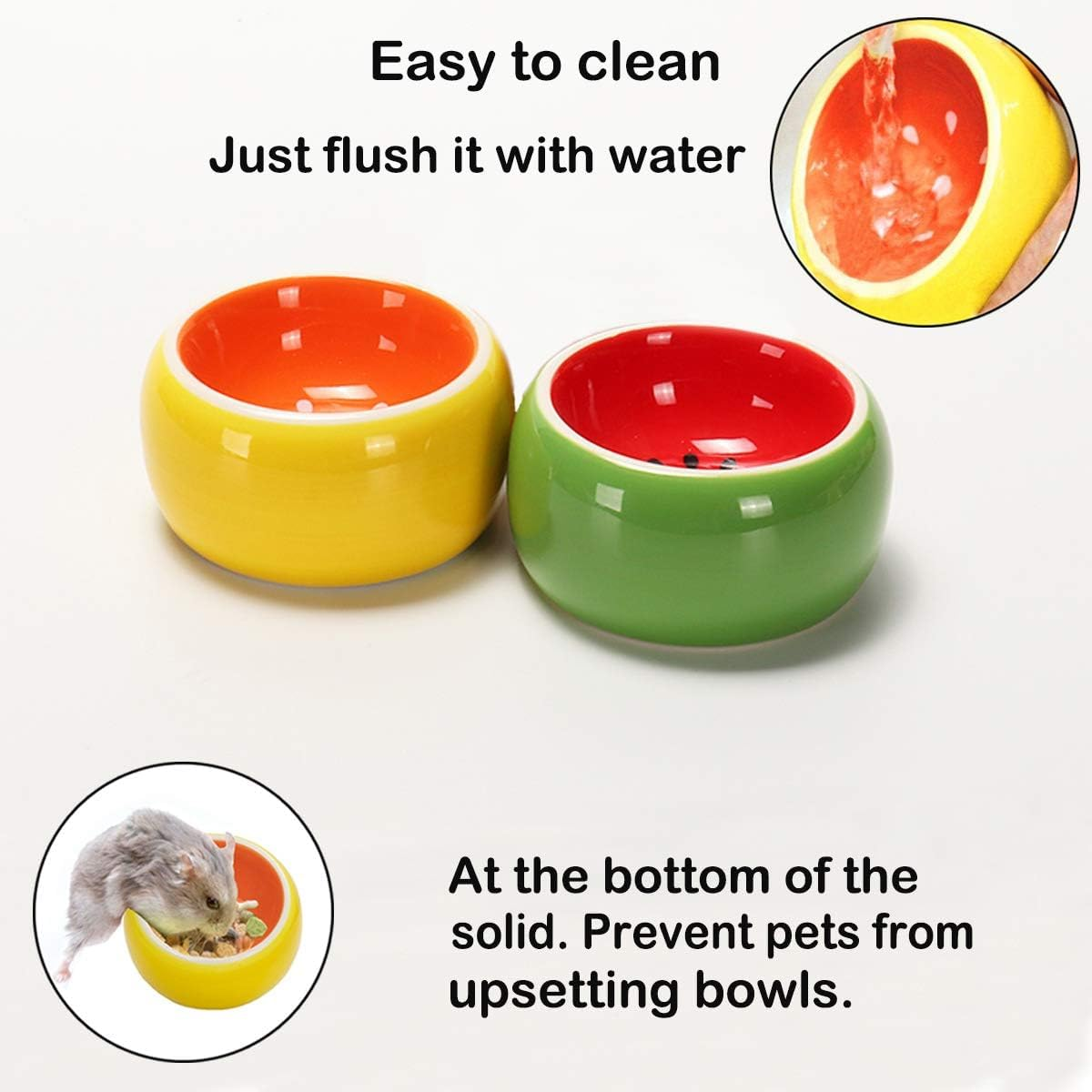 Hamster Rabbit Food Bowl 3PCS for Small Animals, Ceramic Pet Food Dish and Water Bowl, Food Dispenser for Bunny, Guinea, Pig, Gerbil, Ferret, Syrian, Hamster, Chinchilla (Multicolour) image number 3