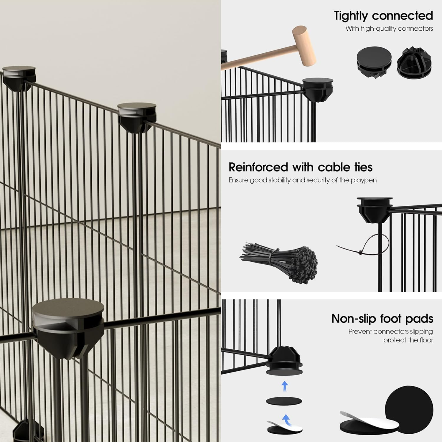 Advwin 20 Panels DIY Pet Playpen, Small Animals Cage Metal Wire Portable Yard Fence with Door for Indoor/Outdoor Use,Puppies,Kitties,Bunny,Turtle image number 2