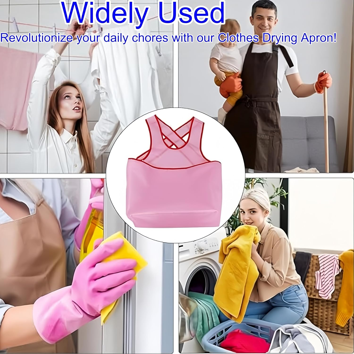 Febohao 2Pcs Laundry Apron Waterproof Apron for Women Laundry Storage Portable Laundry Apron with Pouch image number 4