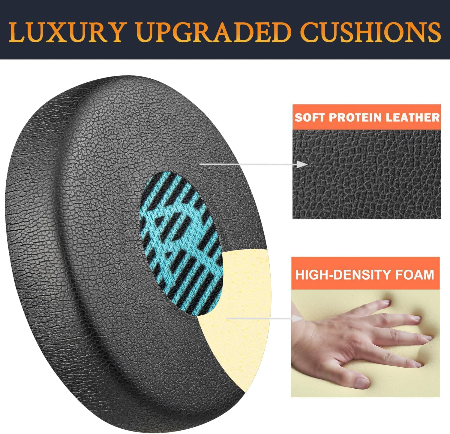 SOULWIT Ear Pads Cushions Replacement for Bose On-Ear 2 (OE2 & Oe2I)/ Soundtrue On-Ear (OE)/ Soundlink On-Ear (OE) Headphones, Earpads with Softer Leather, Noise Isolation Foam - Cooling Gel-Black image number 4