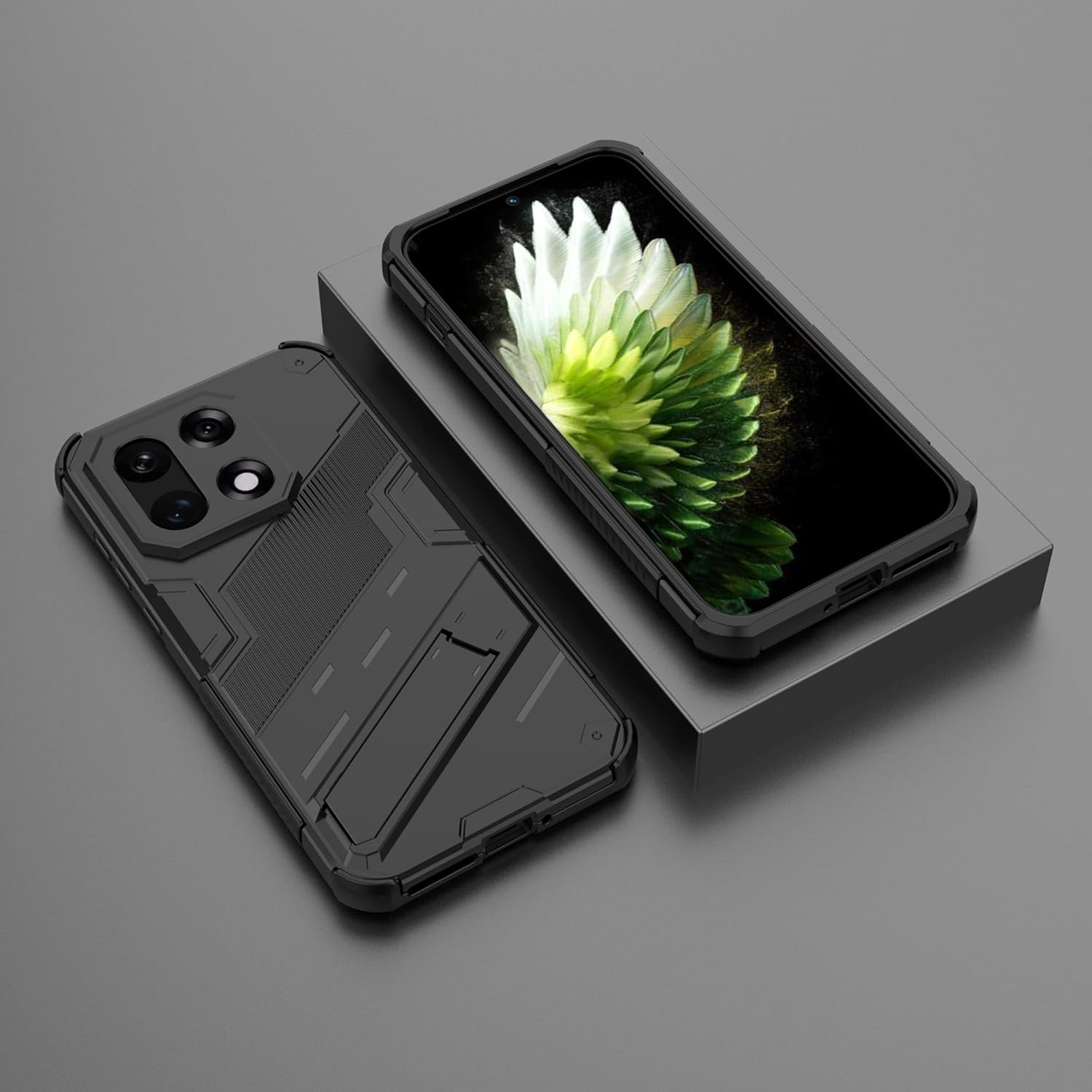 ESHUYI Compatible with Oneplus 15 Case with Stand Holder Protective Case [For Mobile Phone Holder Car Magnet] Military Shockproof Mobile Phone Case, Black image number 7