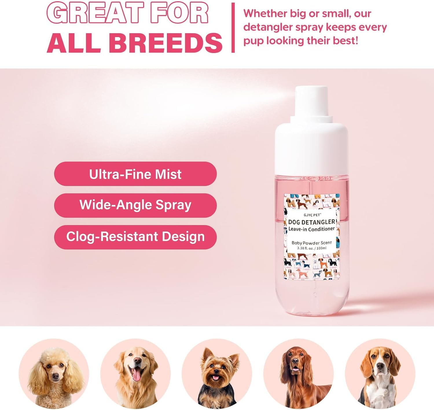 Dog Detangler & Dematting Spray - Leave-In Formula, Baby Powder Scent | Infused with Coconut Oil, Jojoba Oil, and Squalane for Easy, Tangle-Free Grooming - 3.38 Fl. Oz image number 4