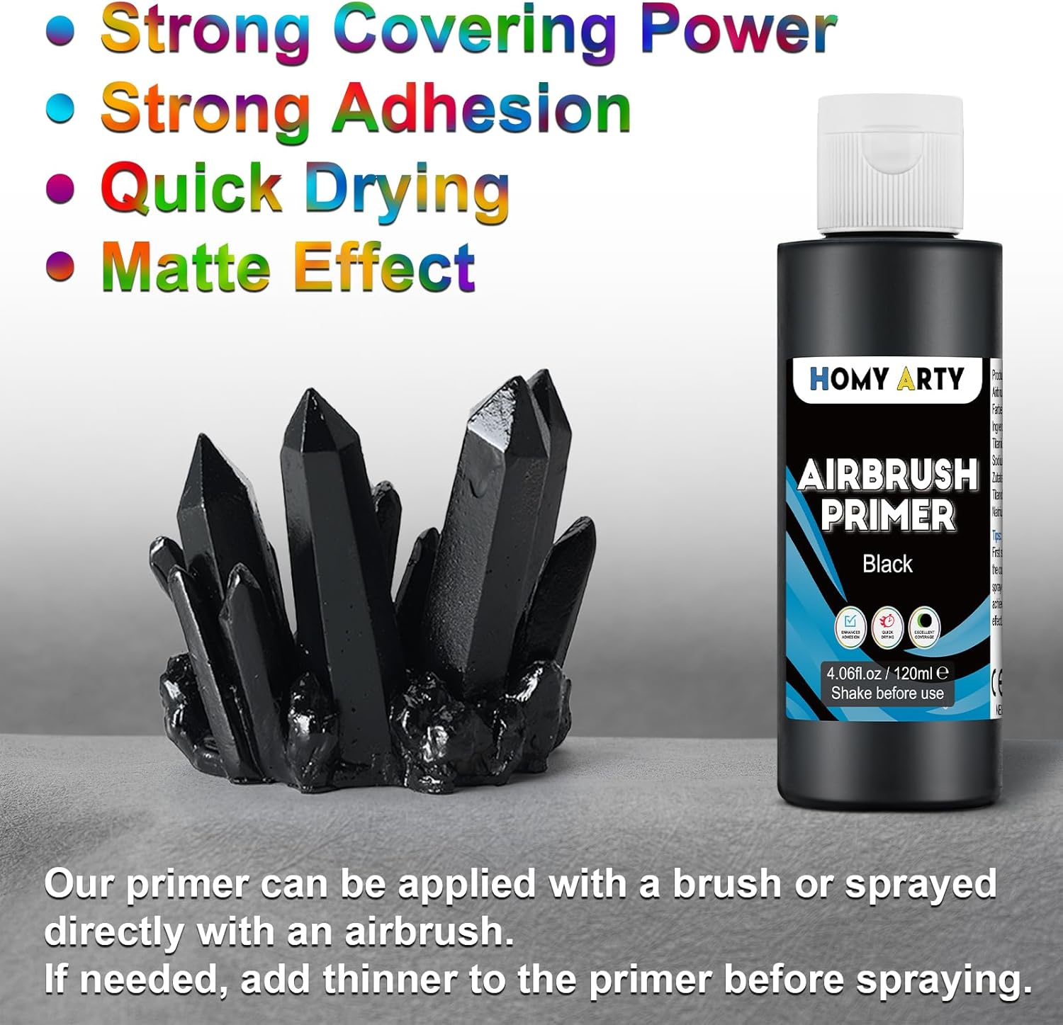 HOMY ARTY Iridescent Airbrush Paint - 30 Colors with 4.05 Fl Oz Thinner and 4.05 Fl Oz Primer, Ready to Spray Acrylic Paint, Water-Based Iridescent Air Brush Colors for Plastic Models, Canvas image number 4