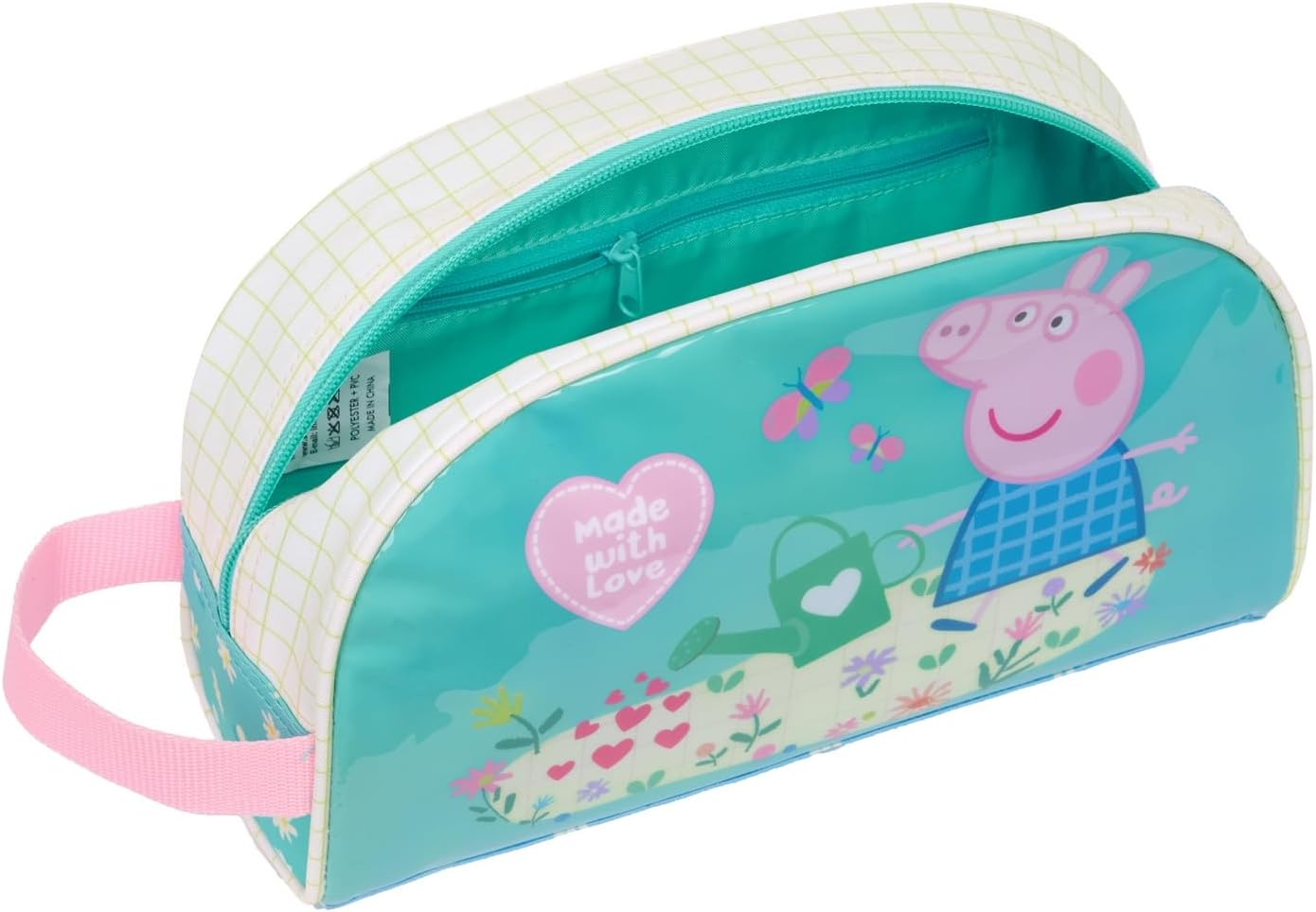 Peppa Pig Pretty Flowers Large Toiletry Bag for Children, Adaptable to the Carriage, Ideal for Children from 5 to 14 Years, Comfortable and Versatile, Quality and Resilience, 26 X 16 X 9 Cm, Mint image number 3