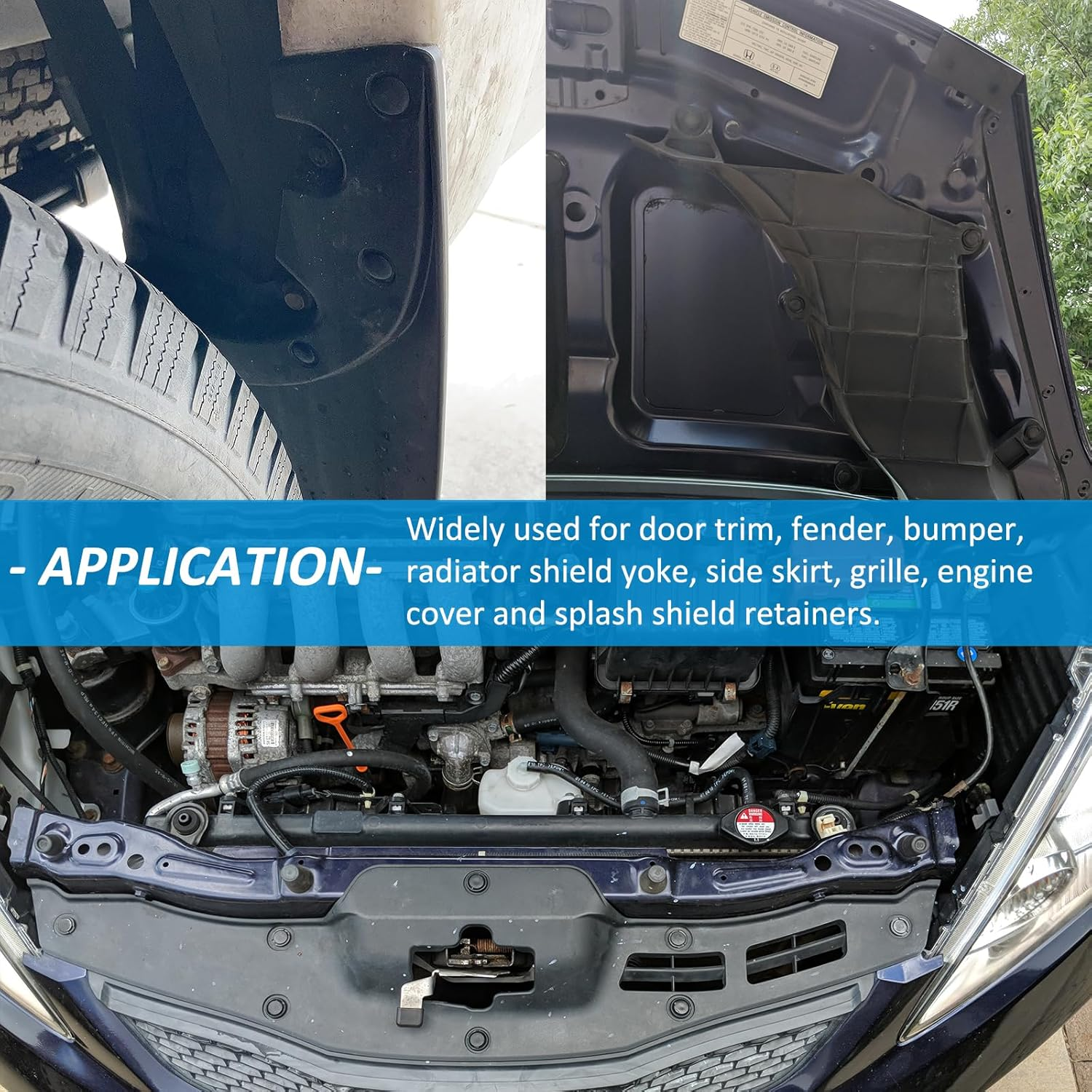 625-Piece Car Push Retainer Clips Body Clips Plastic Fasteners Kit 16 Most Popular Sizes Nylon Auto Push Pin Rivets Set with 5 Cable Ties & Remover Tool for Bumper, Fender, Door Trim image number 2