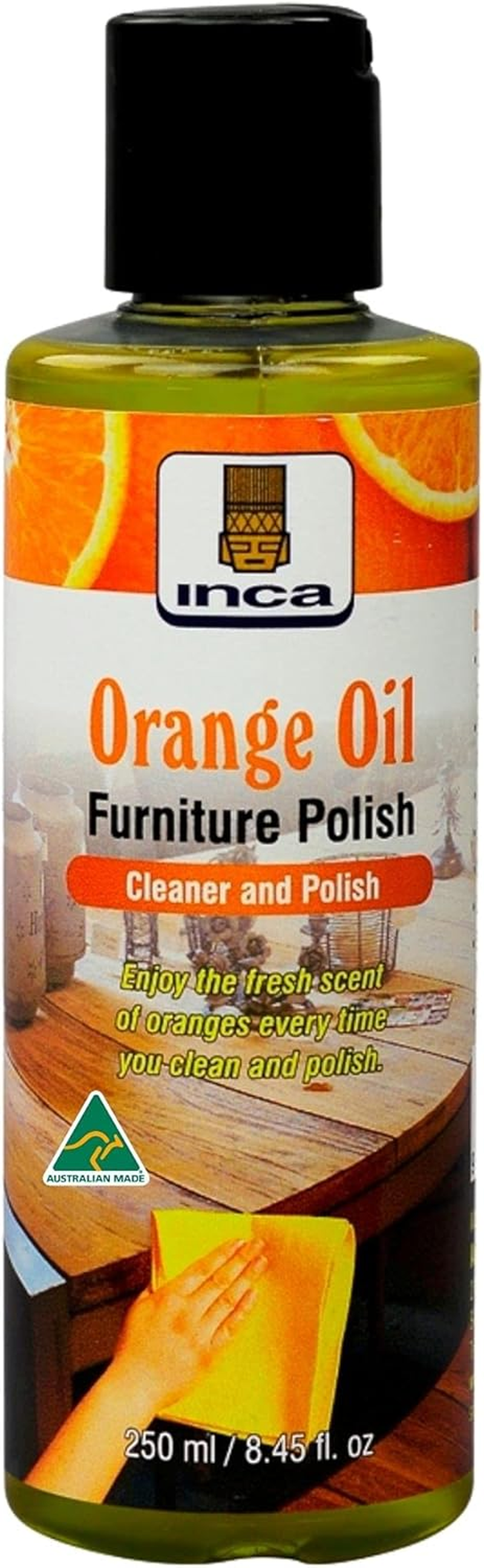Inca&trade; Orange Oil Furniture Polish & Cleaner 250Ml Quickly & Easily Cleans & Polishes Wood & Veneer Furniture in 2 Simple Steps