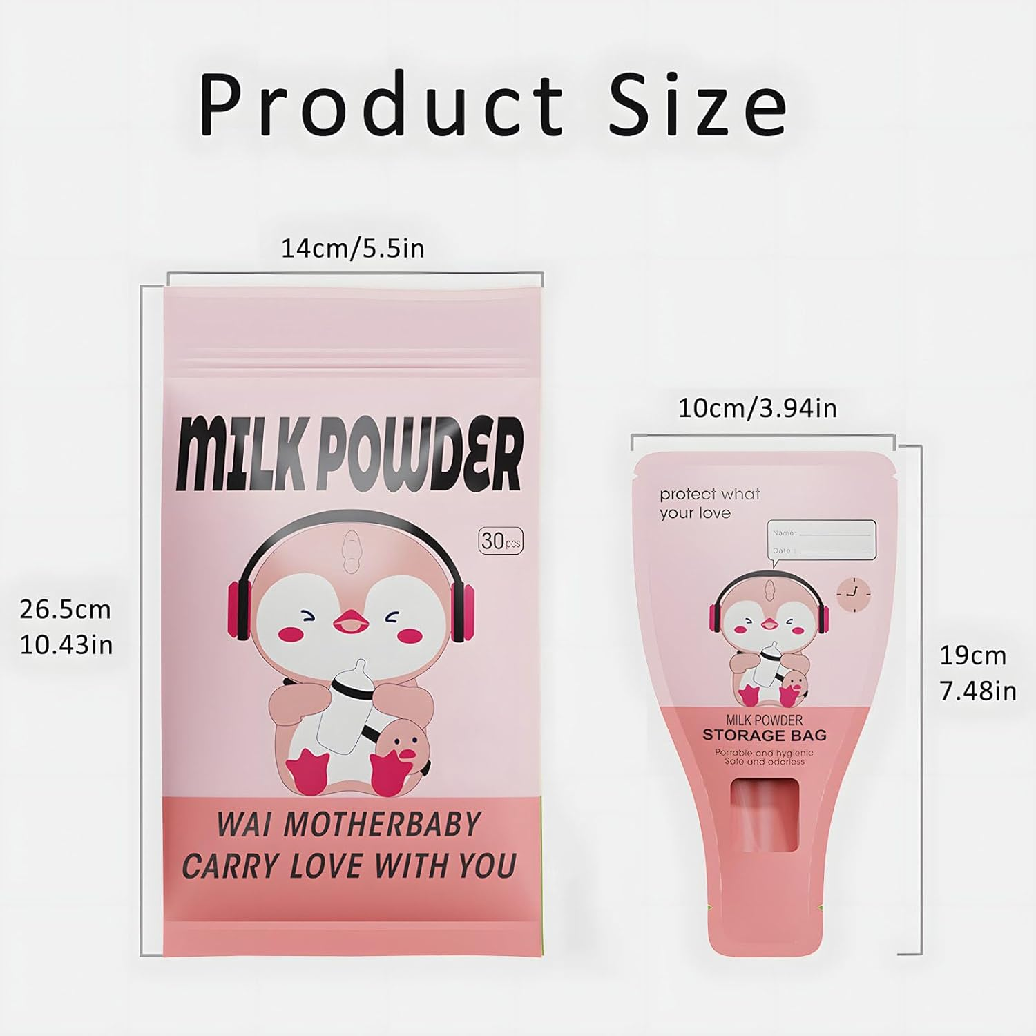 Baby Formula Storage Bags, 30 Pack Portable Milk Powder Dispensers, Bpa-Free Baby Formula Disposable Bags, Idea for Travel or On-The-Go (Pink) - Pink image number 4