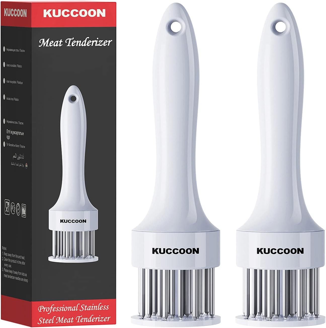 KUCCOON Meat Tenderizer Tool Stainless Steel Needle Ultra Sharp 24 Blades Tenderizer Tool for Tenderizing Beef Chicken Steak Veal Pork