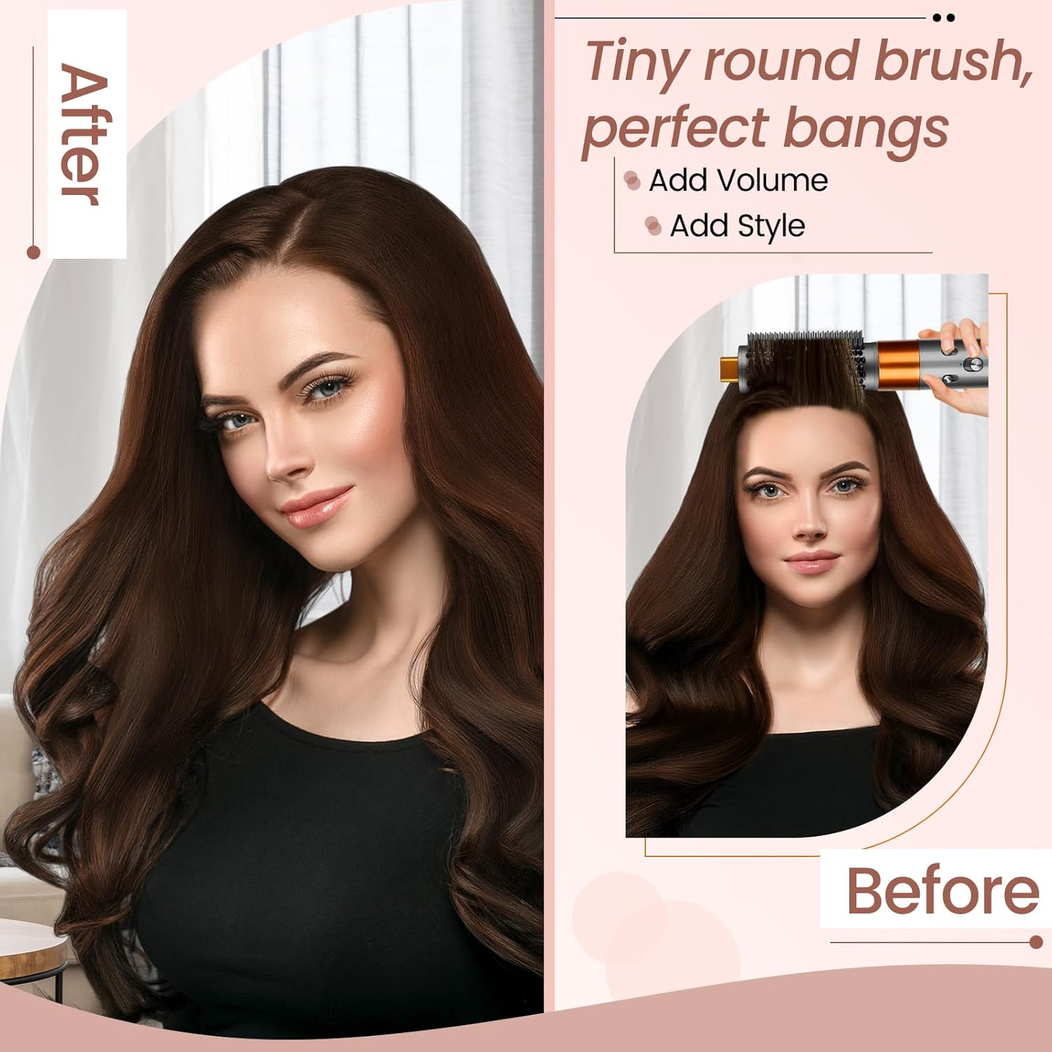 YTCHYYSK round Brush Attachment Compatible with Dyson Airwrap, Oval round Volumizing Brush for Dyson Air Wrap Accessories for Straighten Dry Curls Add Volume, Gold image number 6